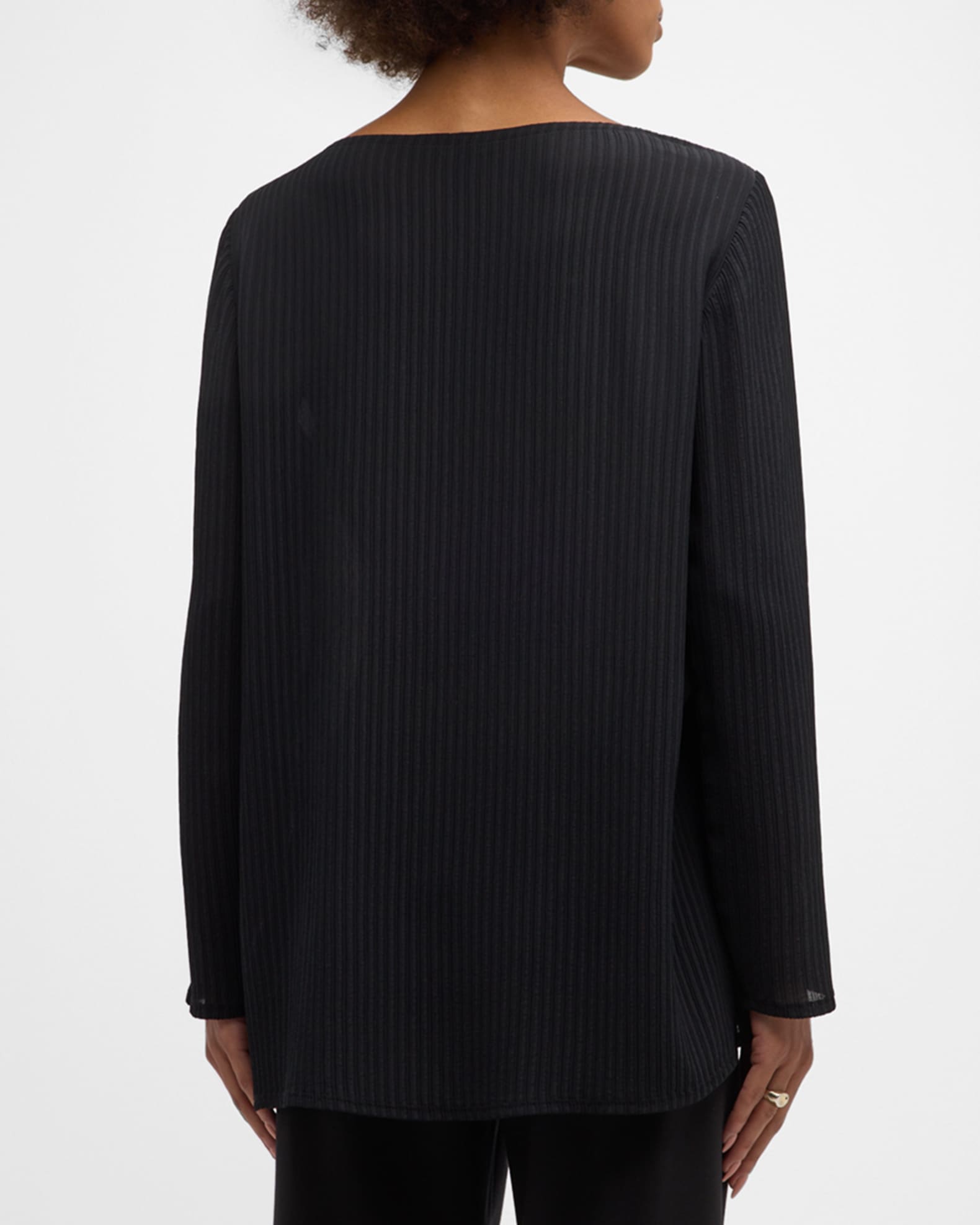 EILEEN FISHER Womens Gray Slitted Long Sleeve Boat Neck Tunic Top main image 0