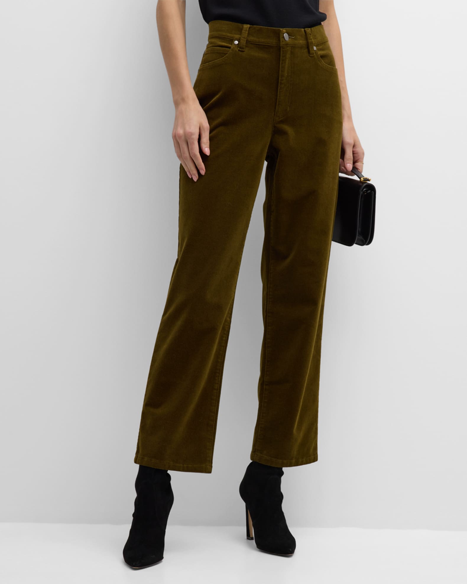 Eileen Fisher High-Rise Cropped Corduroy Pants | Neiman Marcus