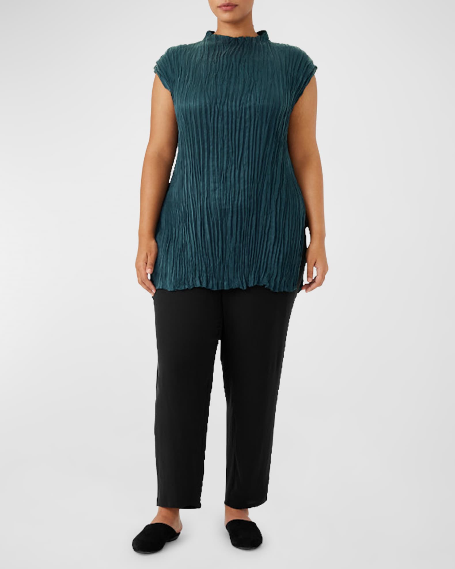 Stylish Solid Roll Trim Mock Neck Cap Sleeve Fisherman Cable Knit Sweater Vest
