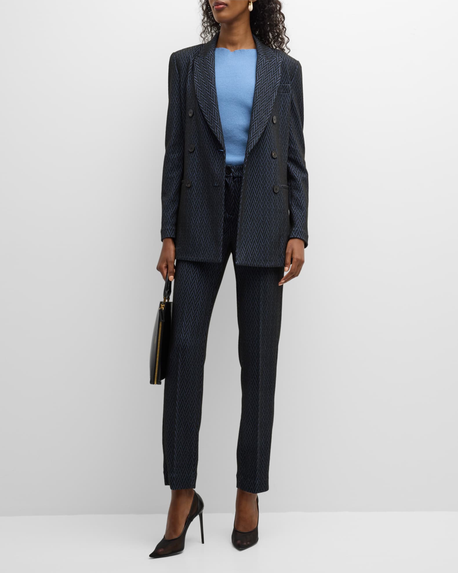 Skinny Cropped Chevron Jersey Trousers 1