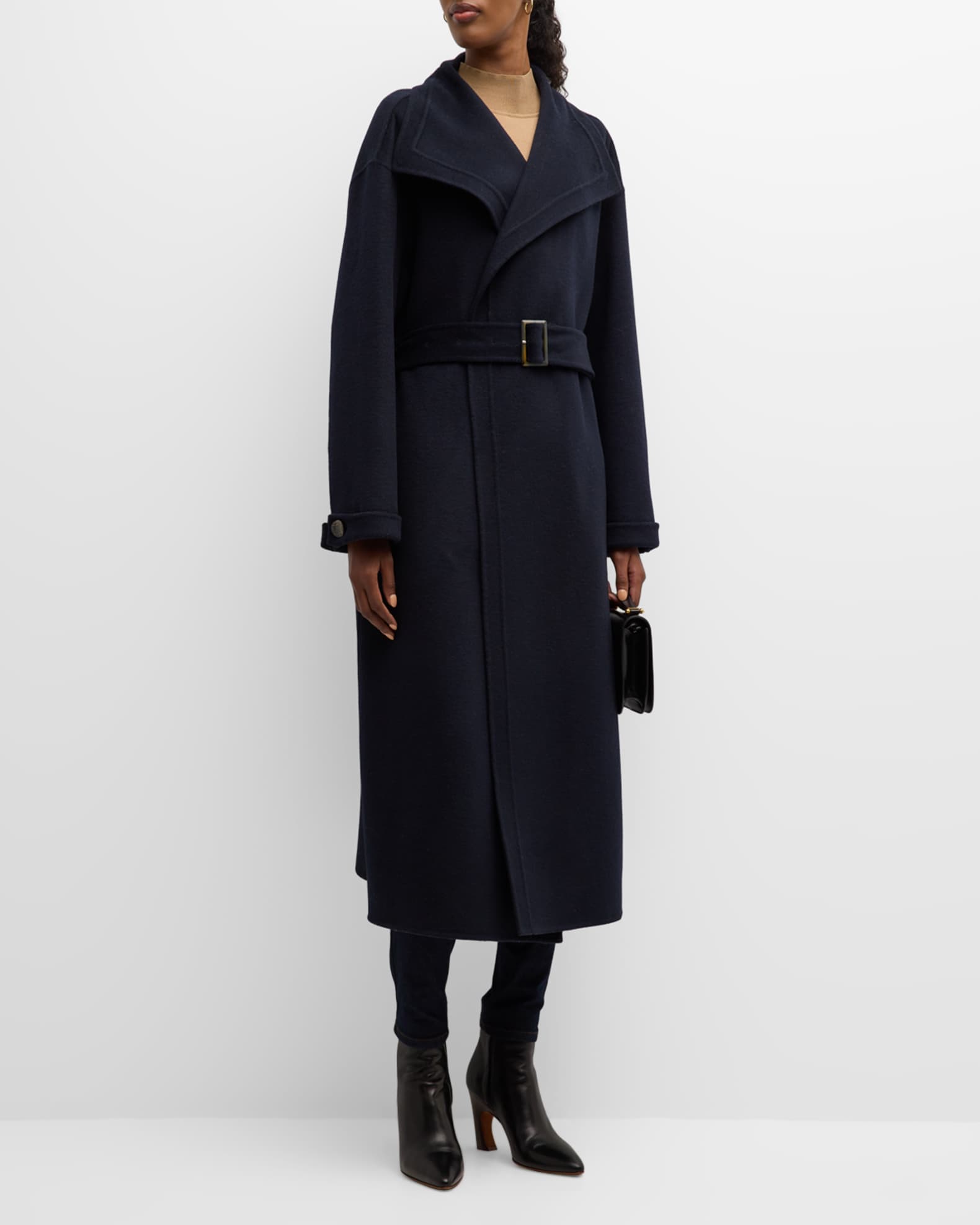 Emporio Armani Belted Virgin Wool Wrap Coat | Neiman Marcus