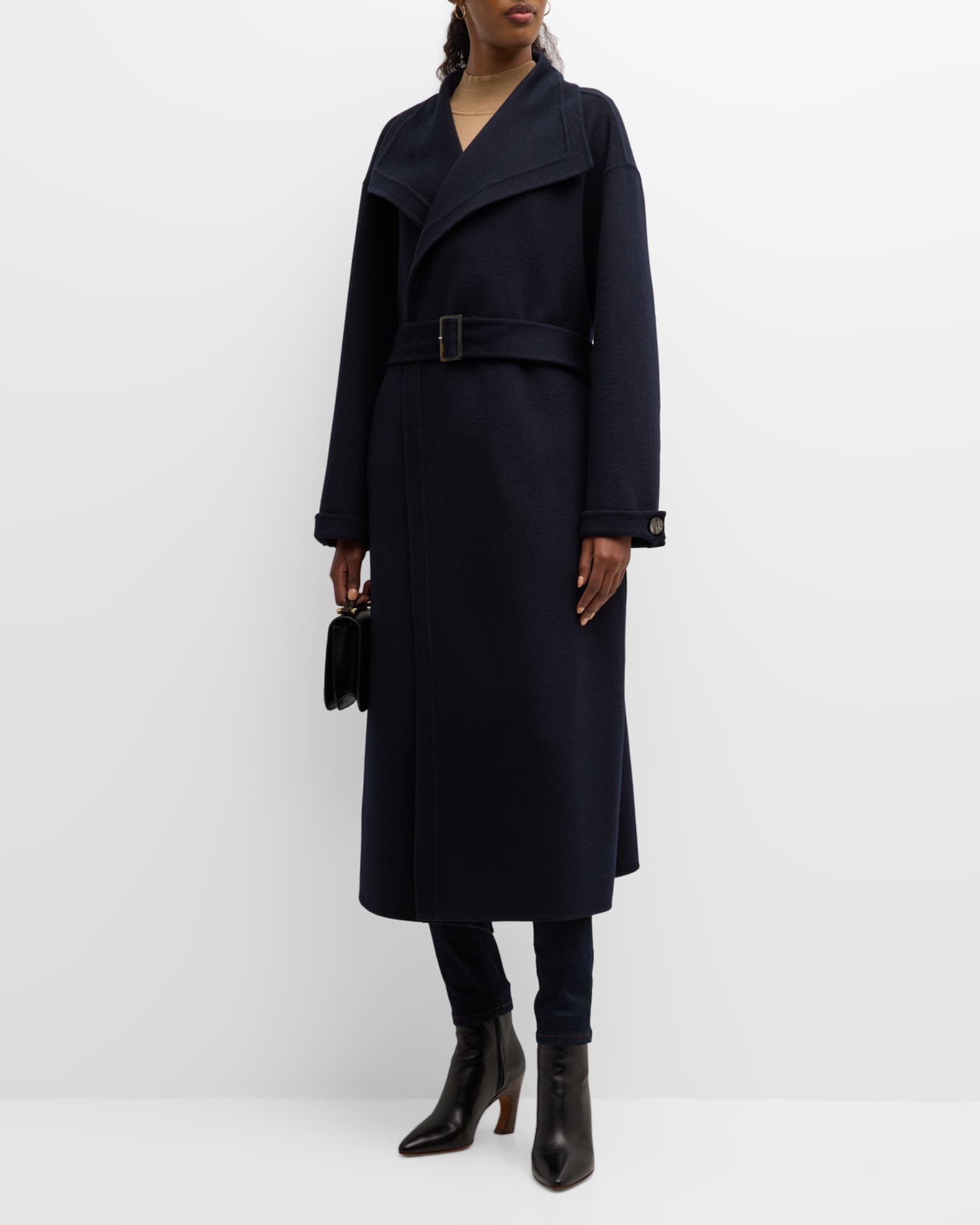 Emporio Armani Belted Virgin Wool Wrap Coat | Neiman Marcus