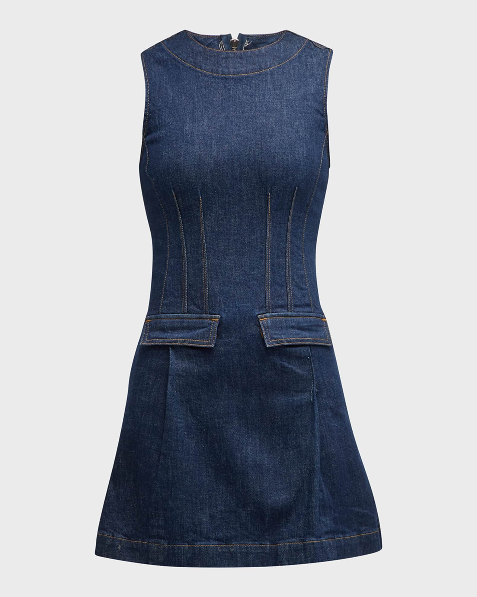 Derek Lam 10 Crosby Devan Sleeveless Denim Mini Shift Dress | Neiman Marcus