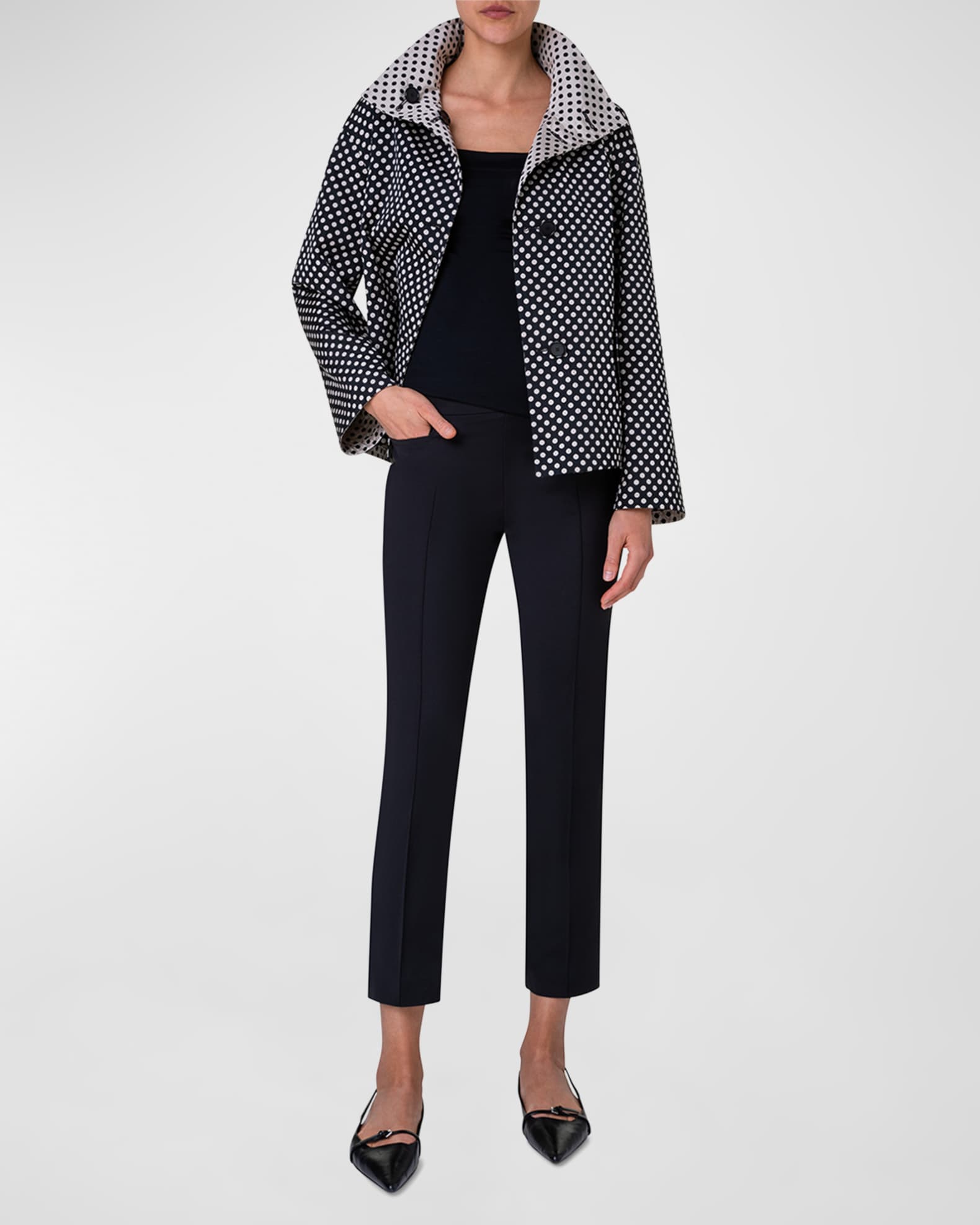 Akris punto Polka-Dot Single-Breasted Jacket | Neiman Marcus