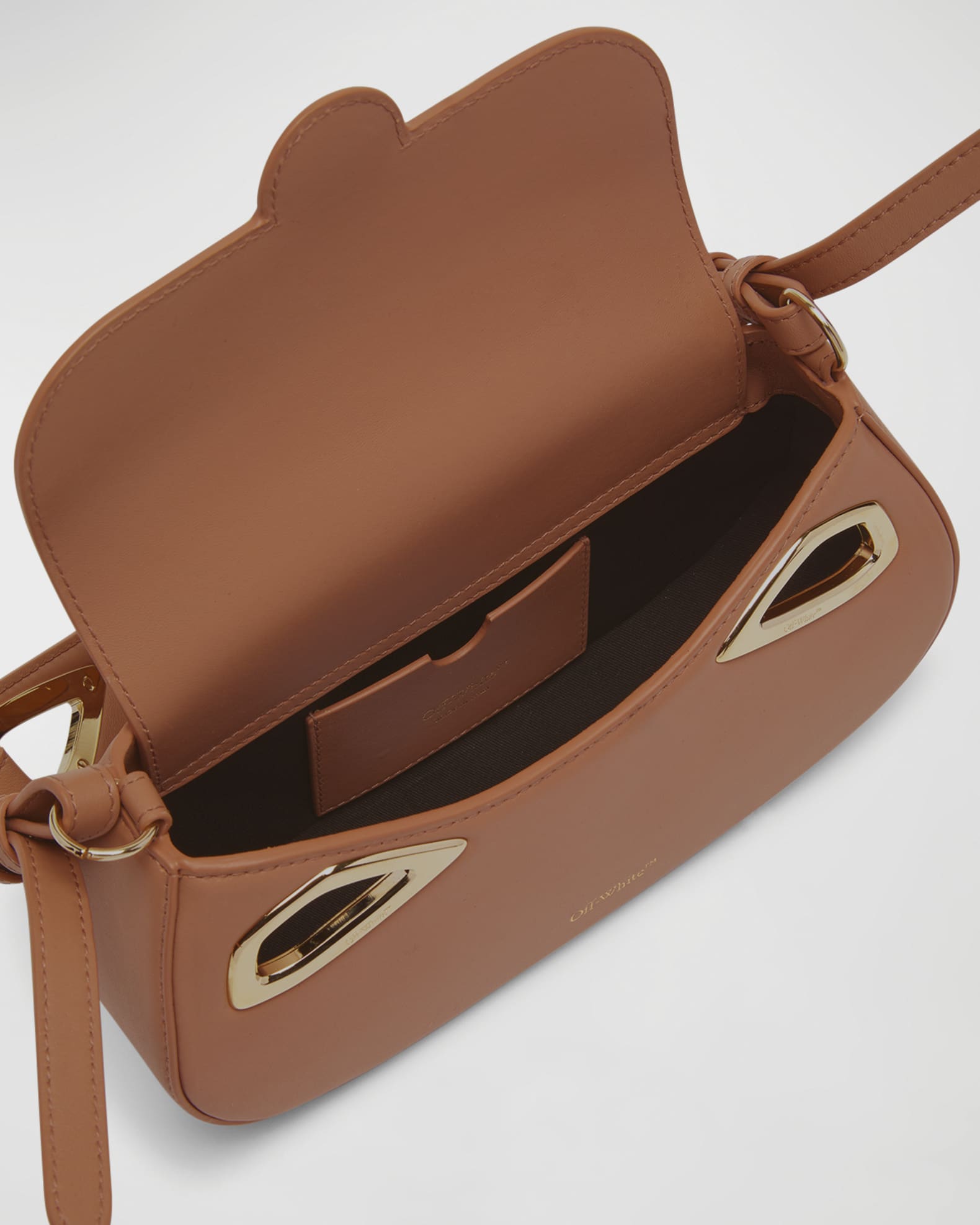 OffWhite Clam Flap Leather Shoulder Bag Neiman Marcus