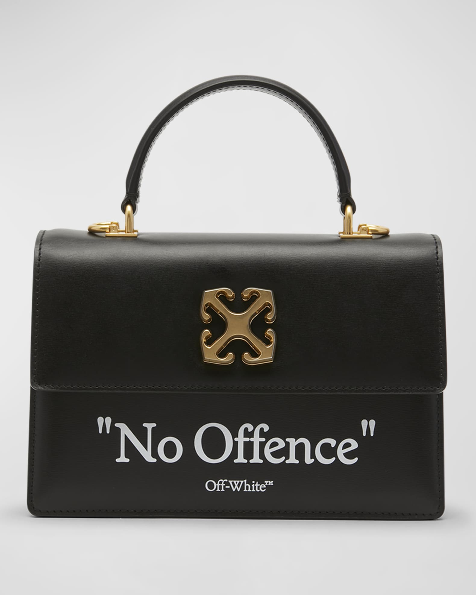 Off White Jitney 1.4 Quote Leather Top Handle Bag Neiman Marcus