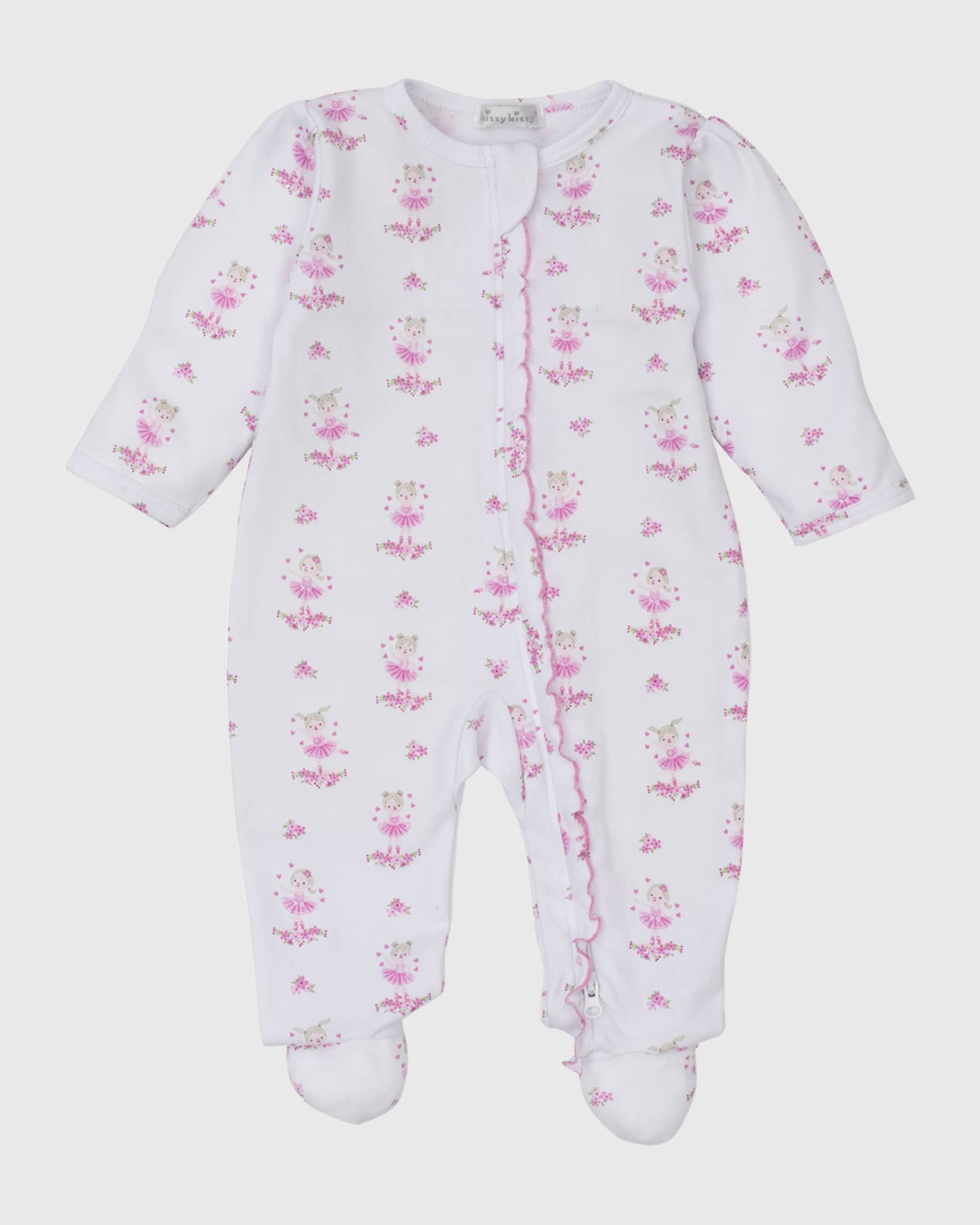 Girl's Ballet Blossoms Zip Up Footie 0