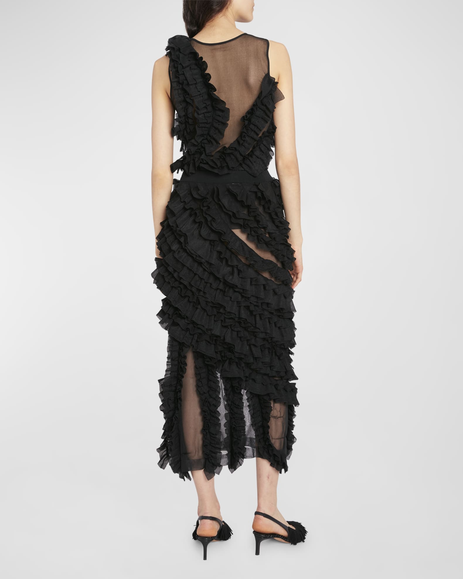 Ulla Johnson Sarafina Sheer Ruffled Midi Skirt | Neiman Marcus