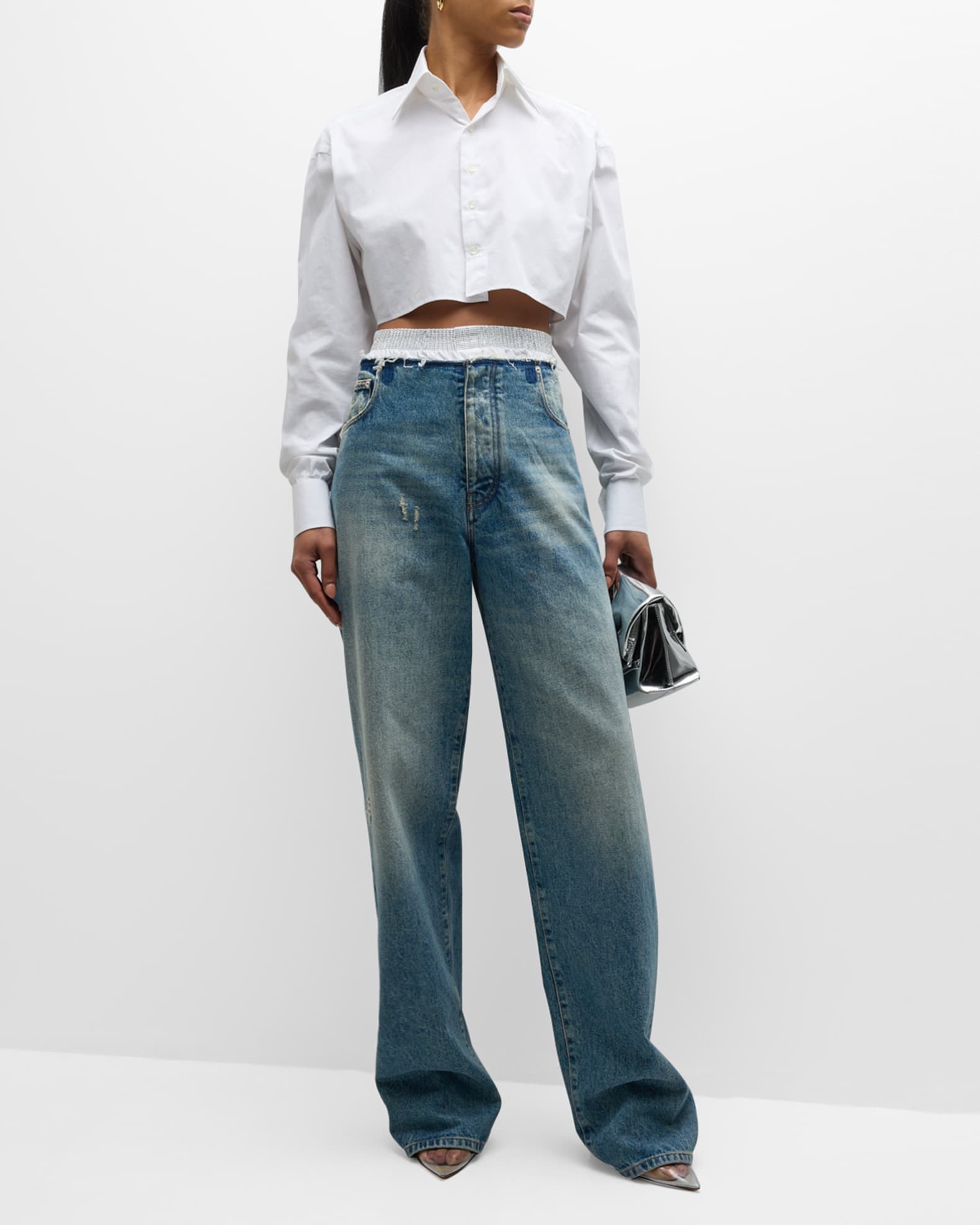 Claire Double-Waistband Boyfriend Jeans