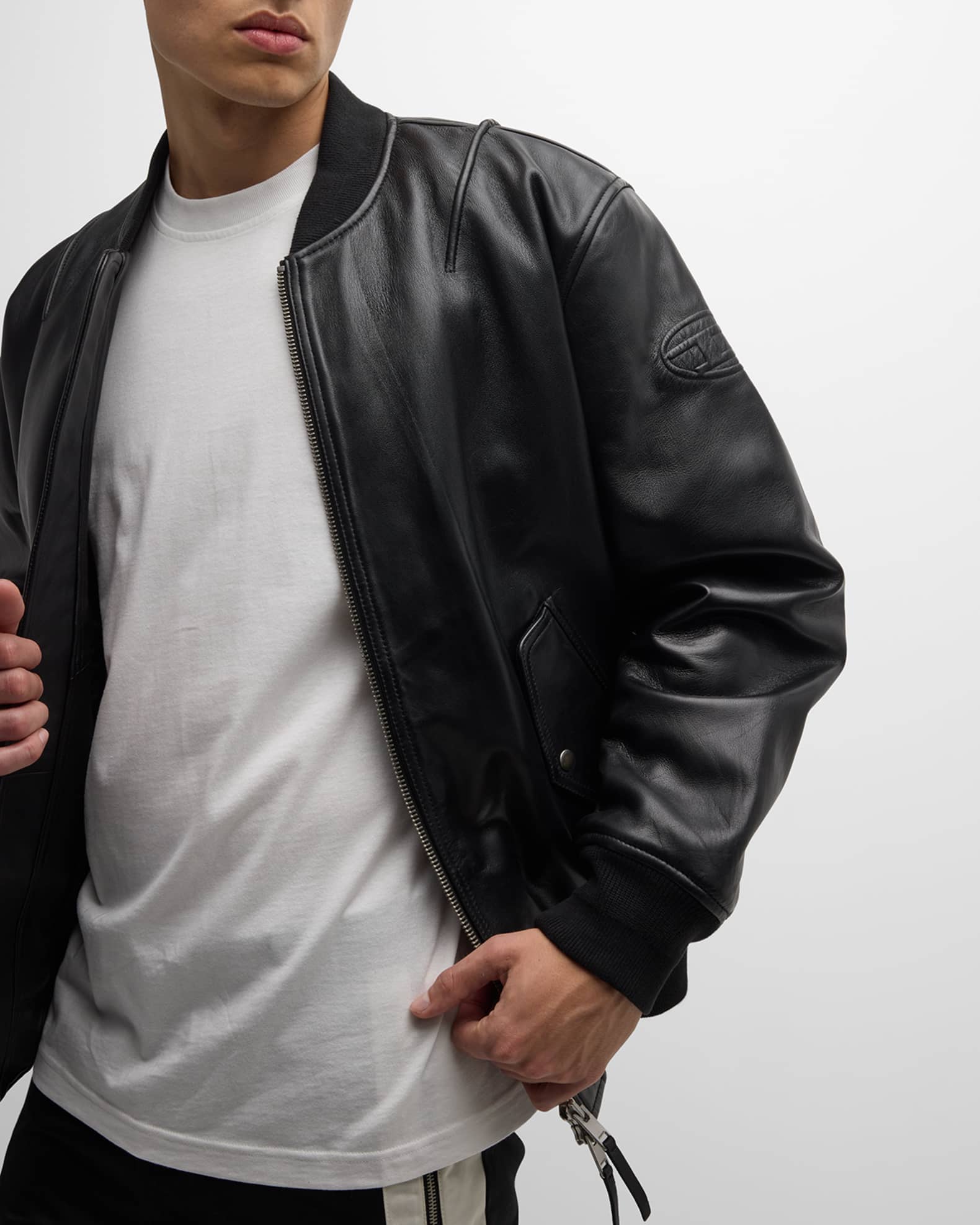 Diesel Men's L-Pritts Leather Bomber Jacket | Neiman Marcus