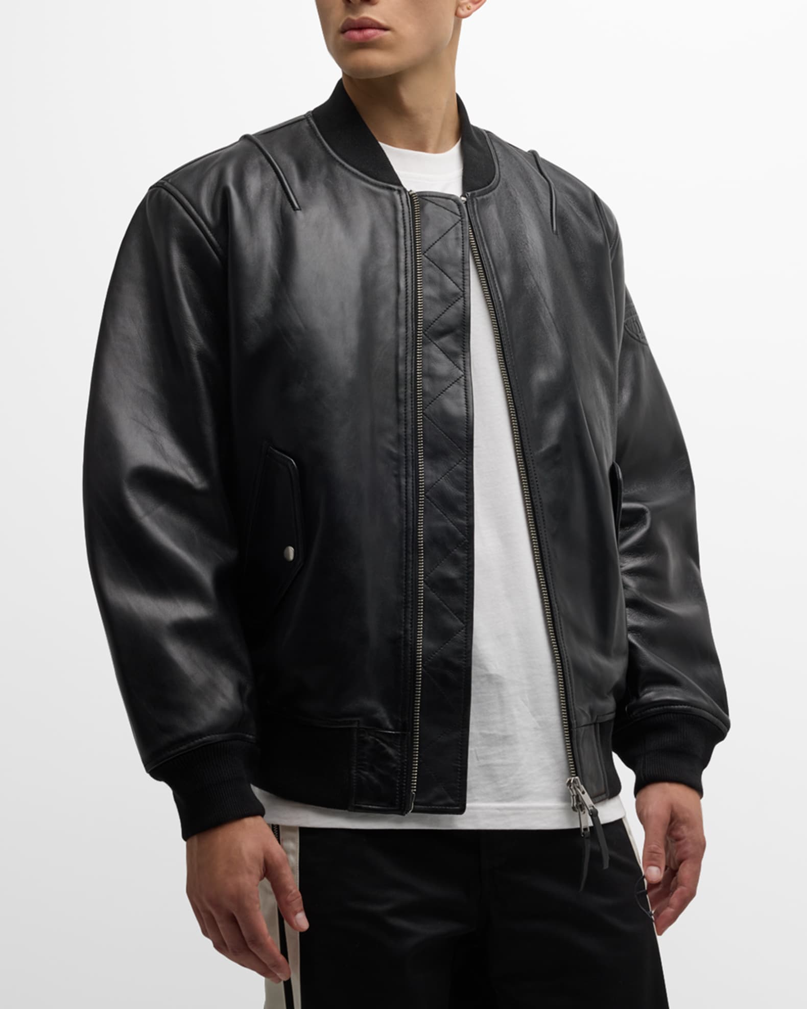 Diesel Men's L-Pritts Leather Bomber Jacket | Neiman Marcus