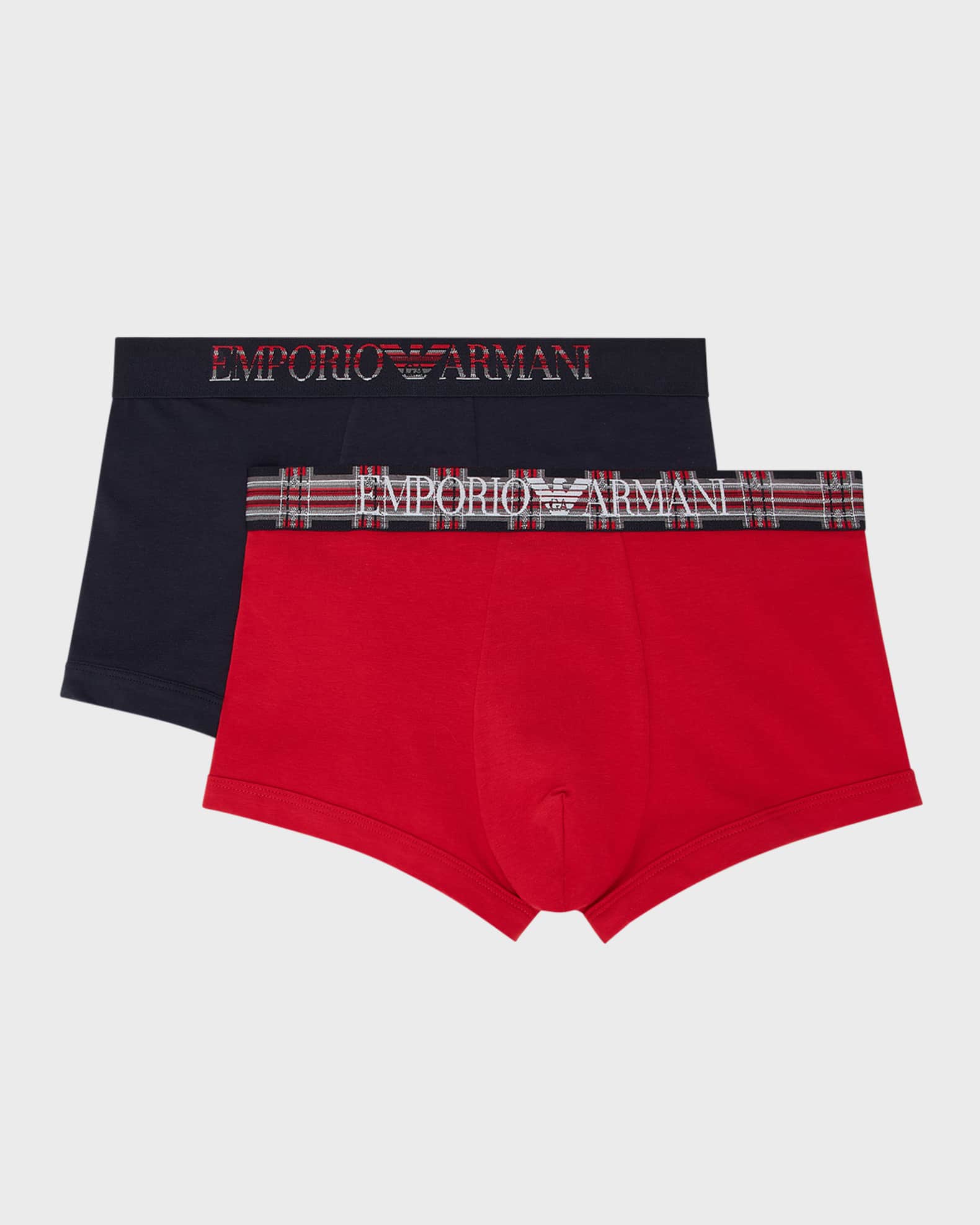 Emporio Armani Men's Tartan 2-Pack Trunks Gift Set | Neiman Marcus