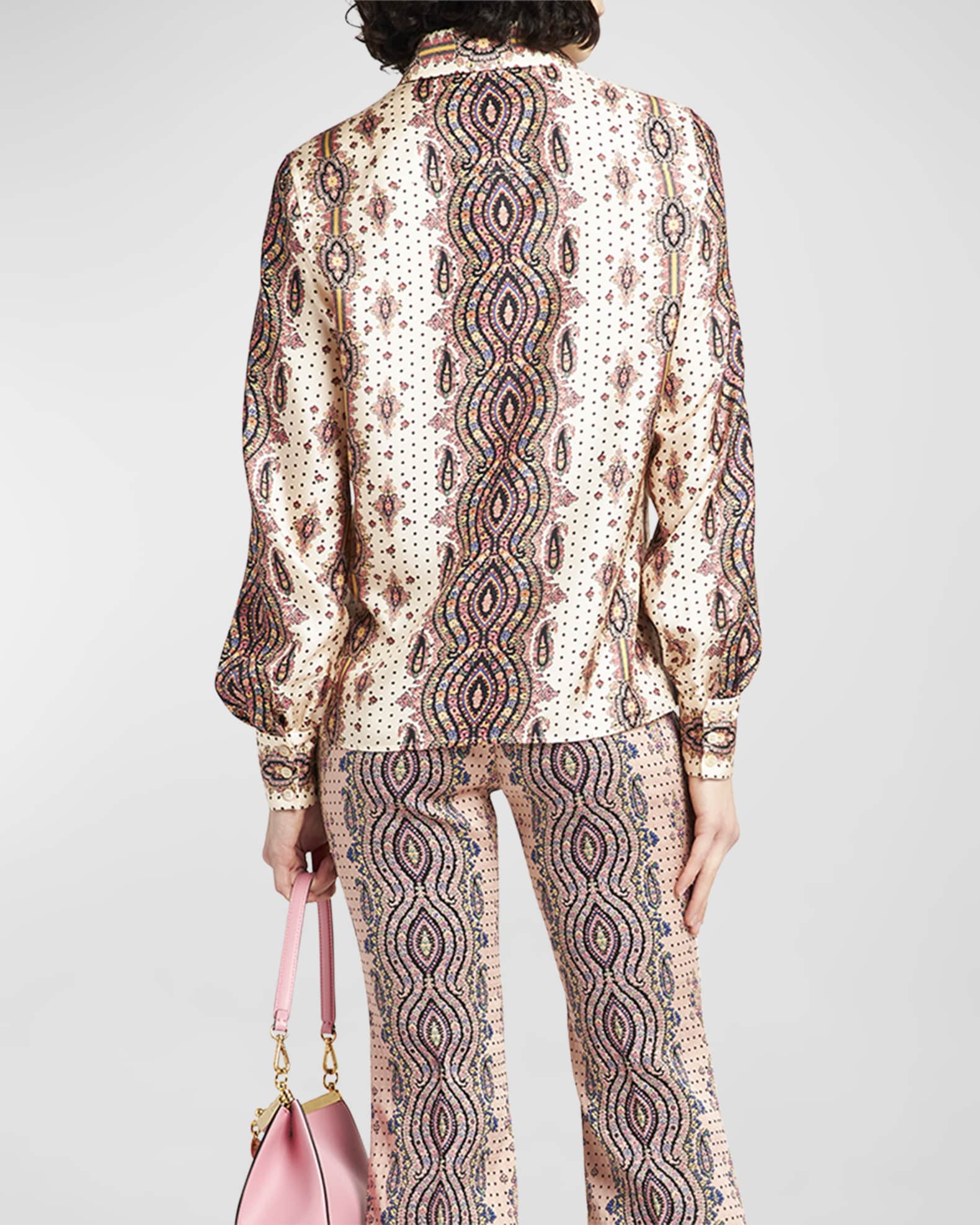 Vintage Paisley Print Long Sleeve Shirt Trousers Two Piece Set