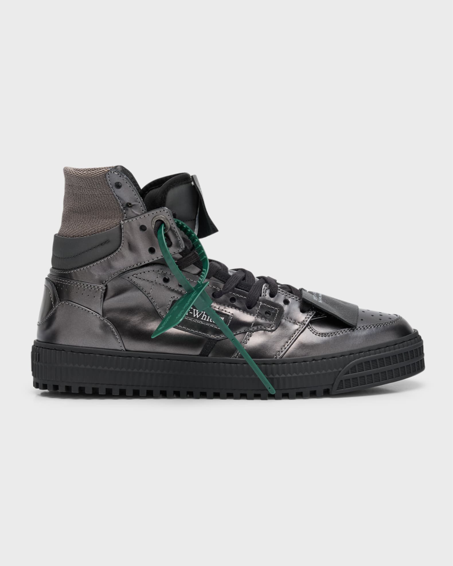 Off White Men #39 s 3 0 Off Court Metallic Leather High Top Sneakers