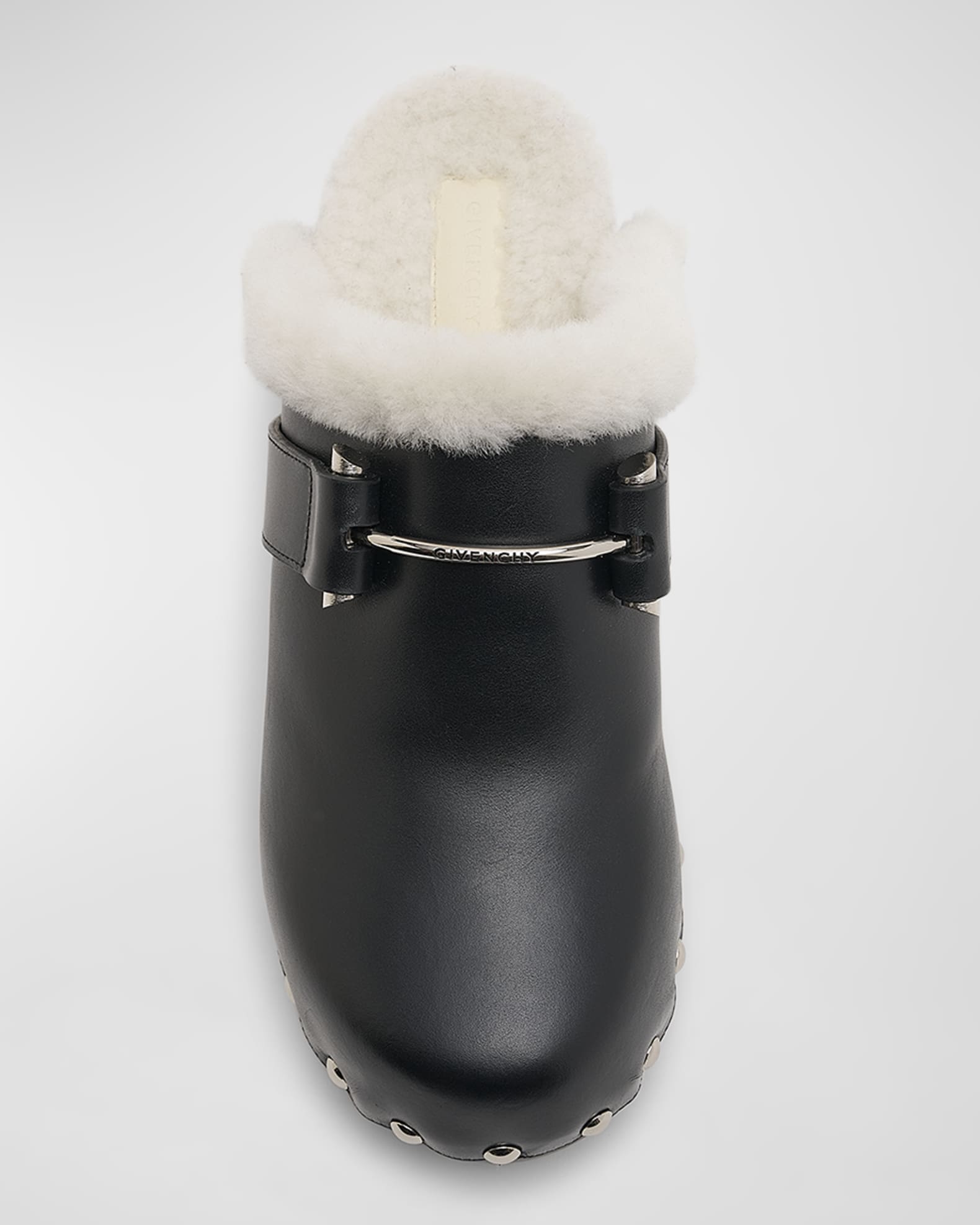 Givenchy G Leather Shearling Slide Clogs | Neiman Marcus