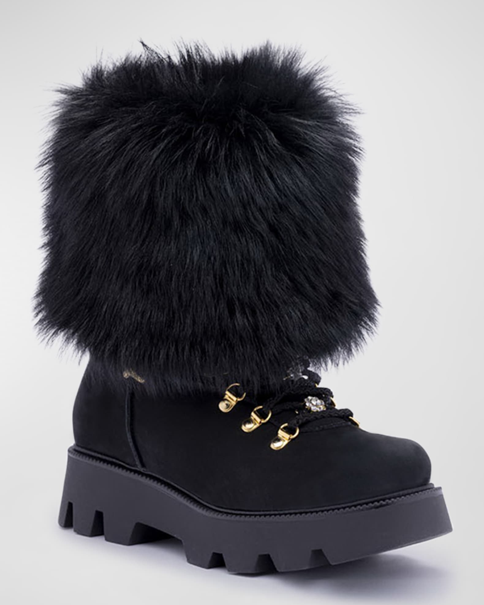 Montelliana 1965 Shearling-Lined Suede Hiking Boots | Neiman Marcus