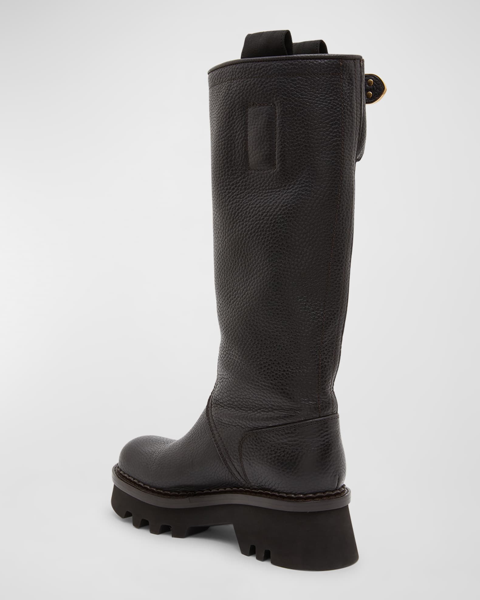 Chloe Owena Tall Leather Buckle Boots | Neiman Marcus