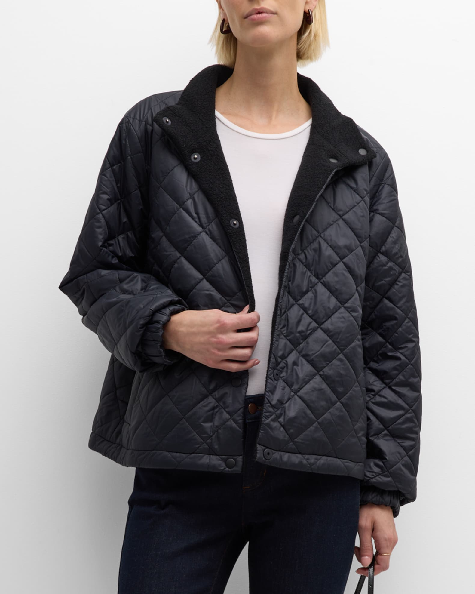 Eileen Fisher Quilted SherpaLined Reversible Coat Neiman Marcus