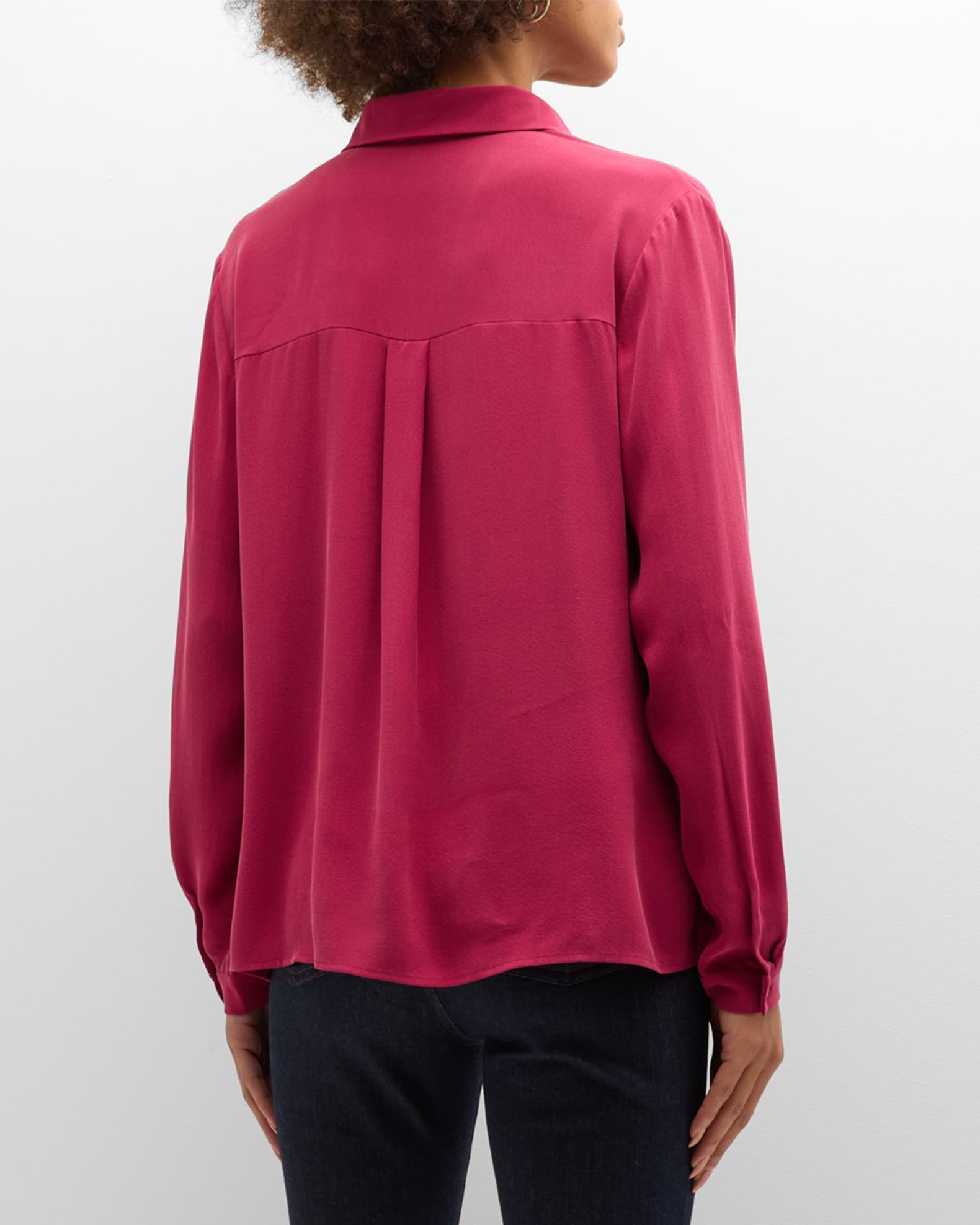 Eileen Fisher Missy Silk Georgette Crepe Button-Front Shirt | Neiman Marcus
