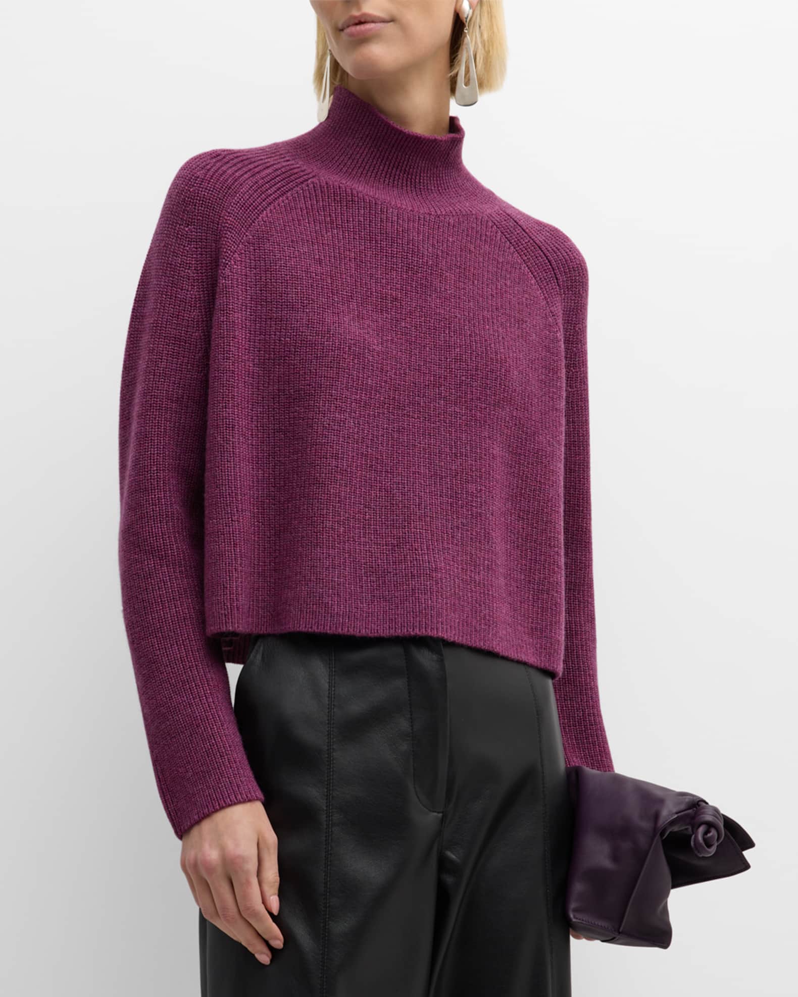 Eileen Fisher Missy Merino Wool Cropped Turtleneck Sweater | Neiman Marcus