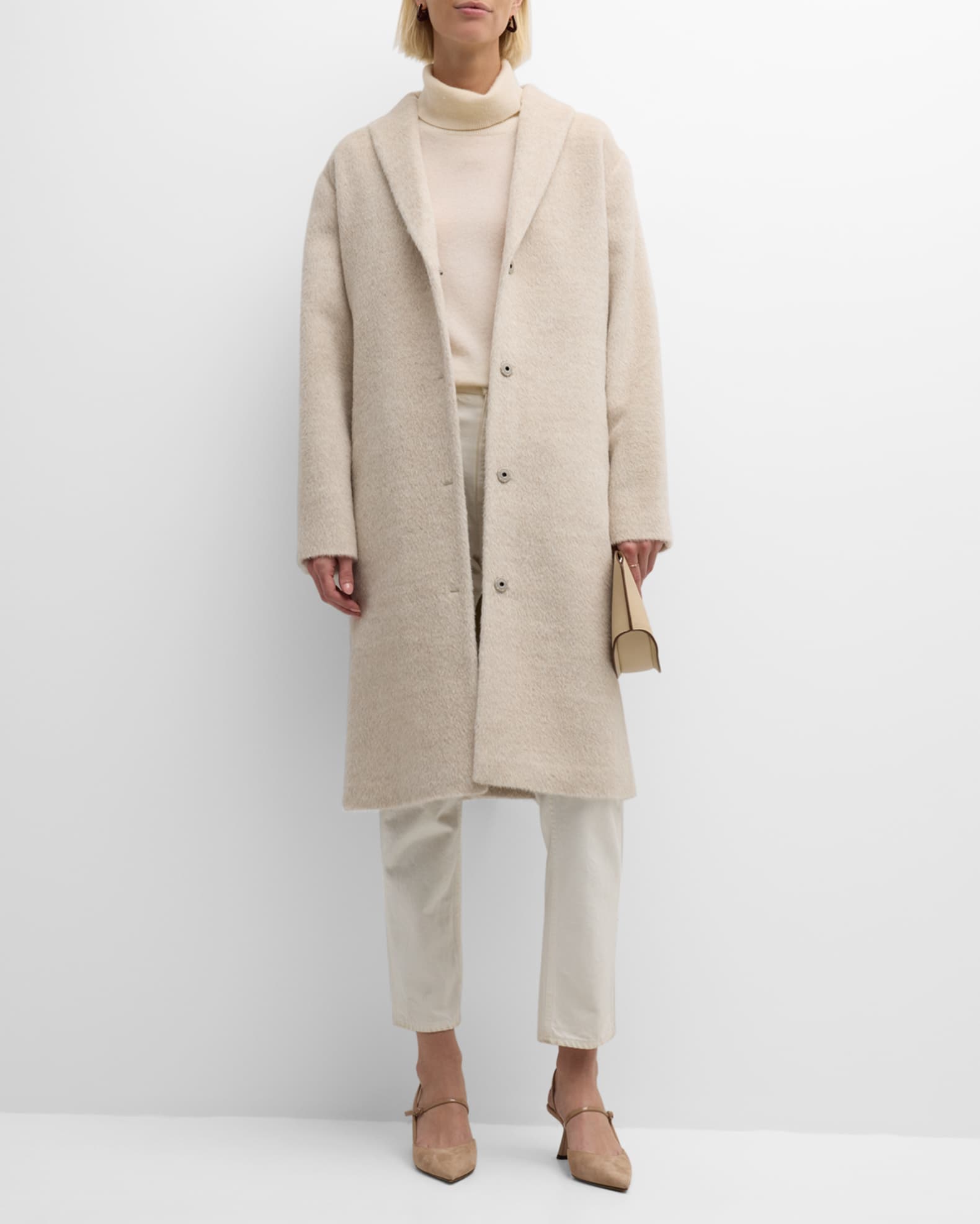 Eileen Fisher Missy Alpaca Luxe Shawl-Collar Coat | Neiman Marcus