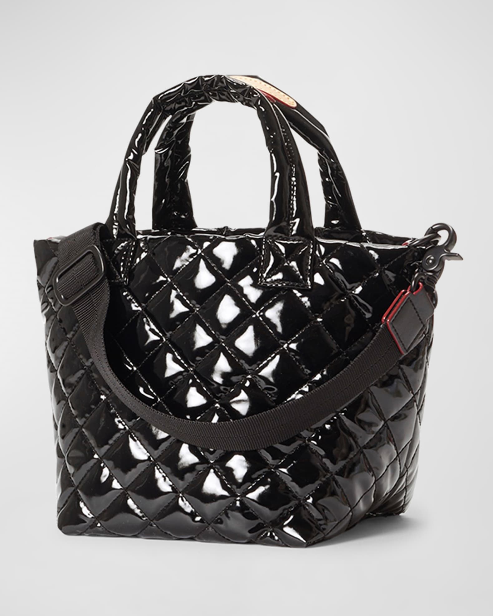 Micro Box Woven Tote Bag in Black Lacquer