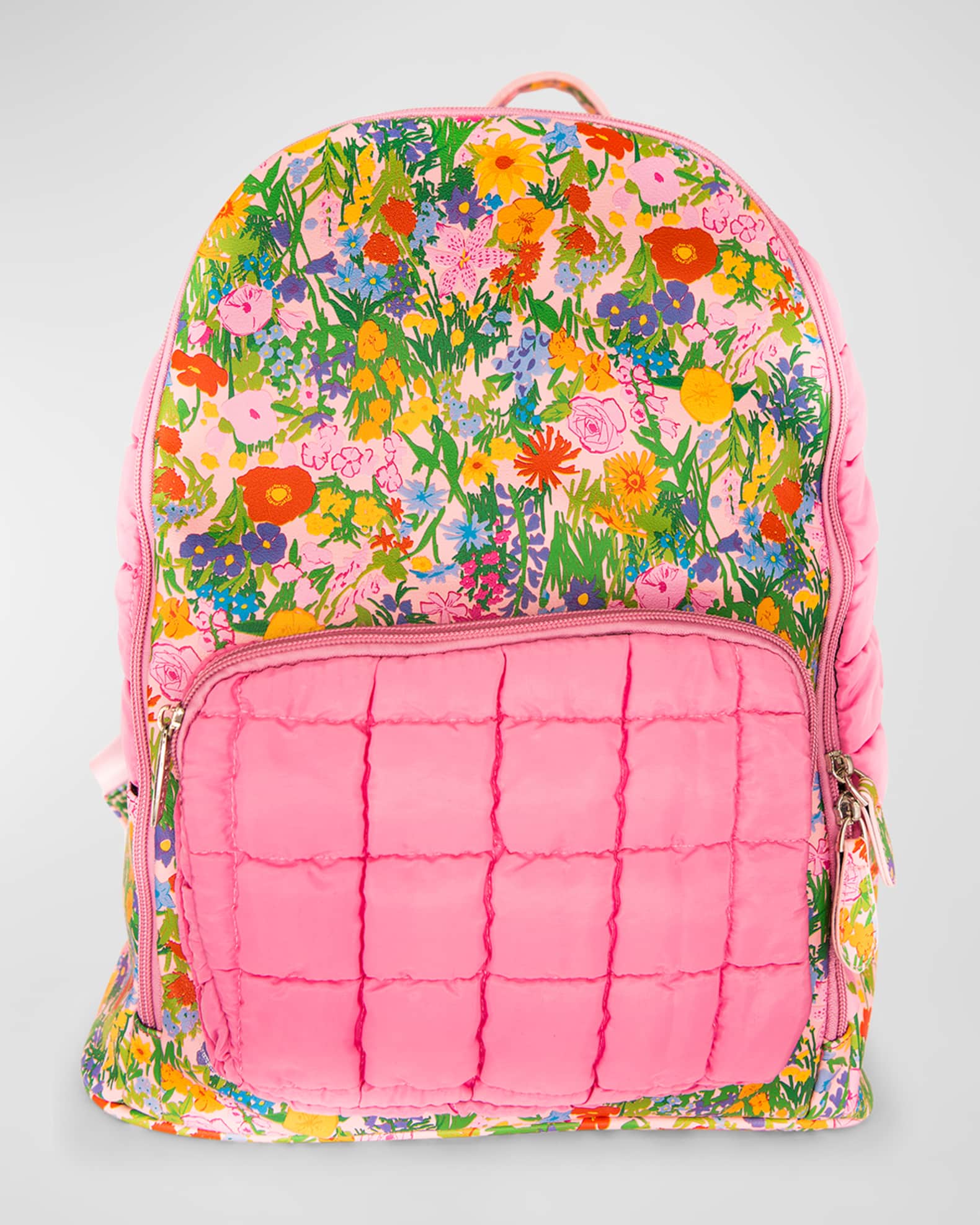 Bari Lynn pink floral with pink puffy backpack