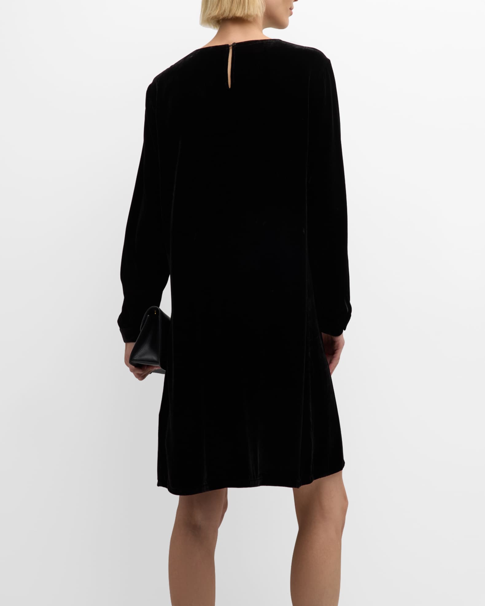 Eileen Fisher Long Sleeve Velvet Mini Shift Dress Neiman Marcus