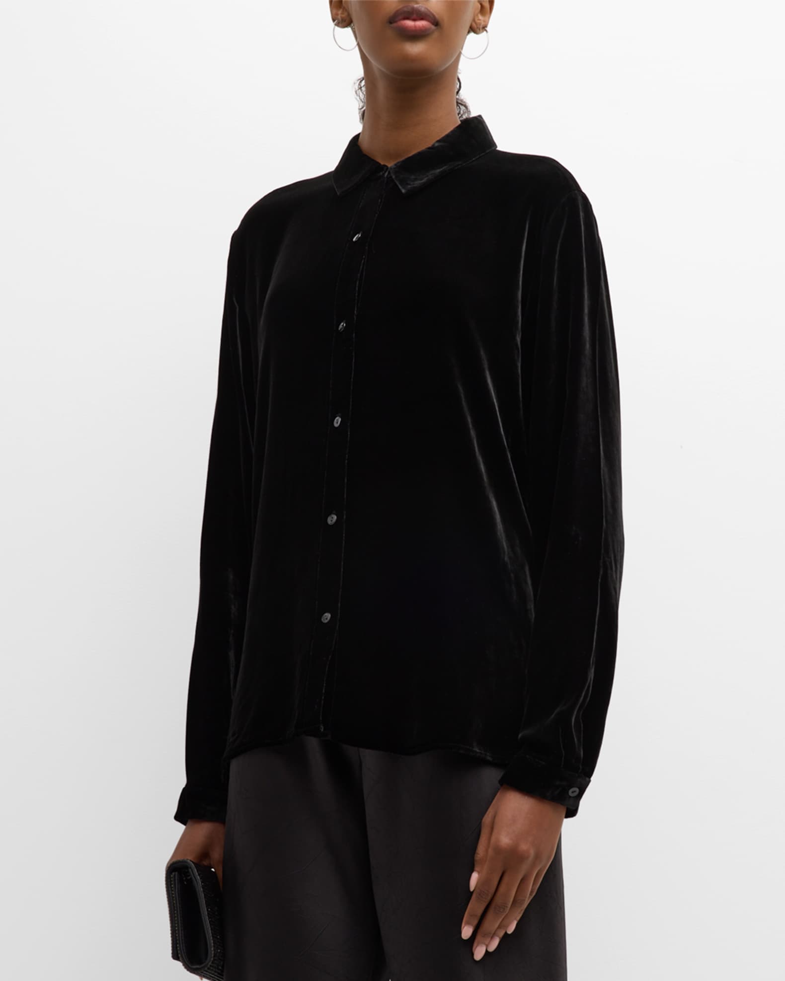 Eileen Fisher ButtonDown Velvet Shirt Neiman Marcus
