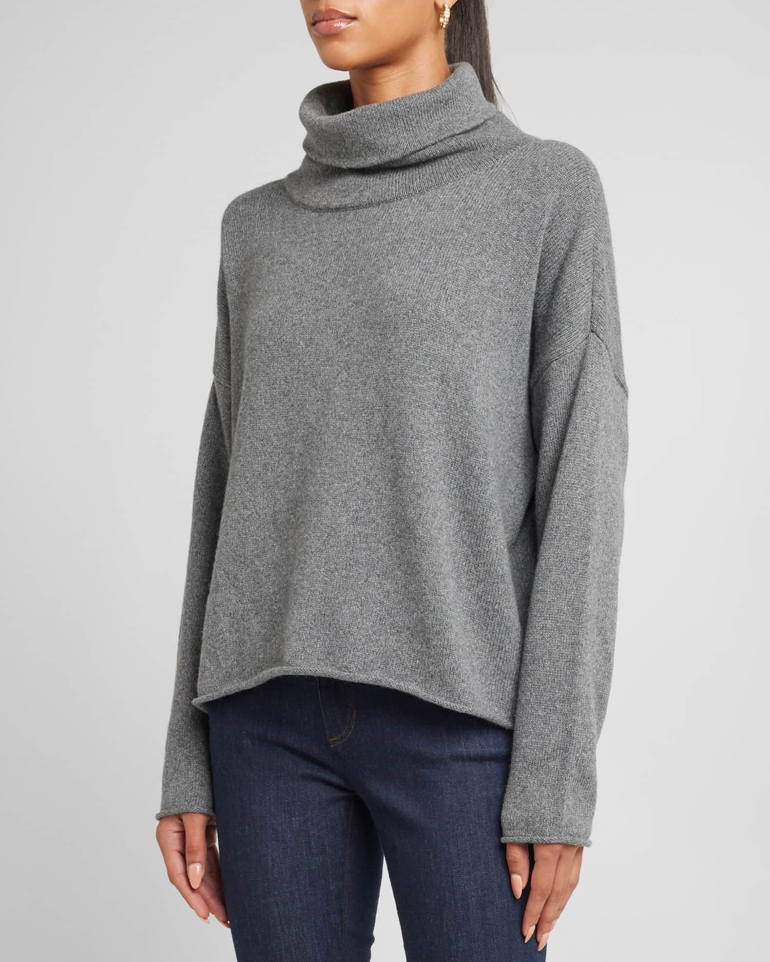 Eileen Fisher Ribbed Turtleneck Cashmere-Silk Sweater