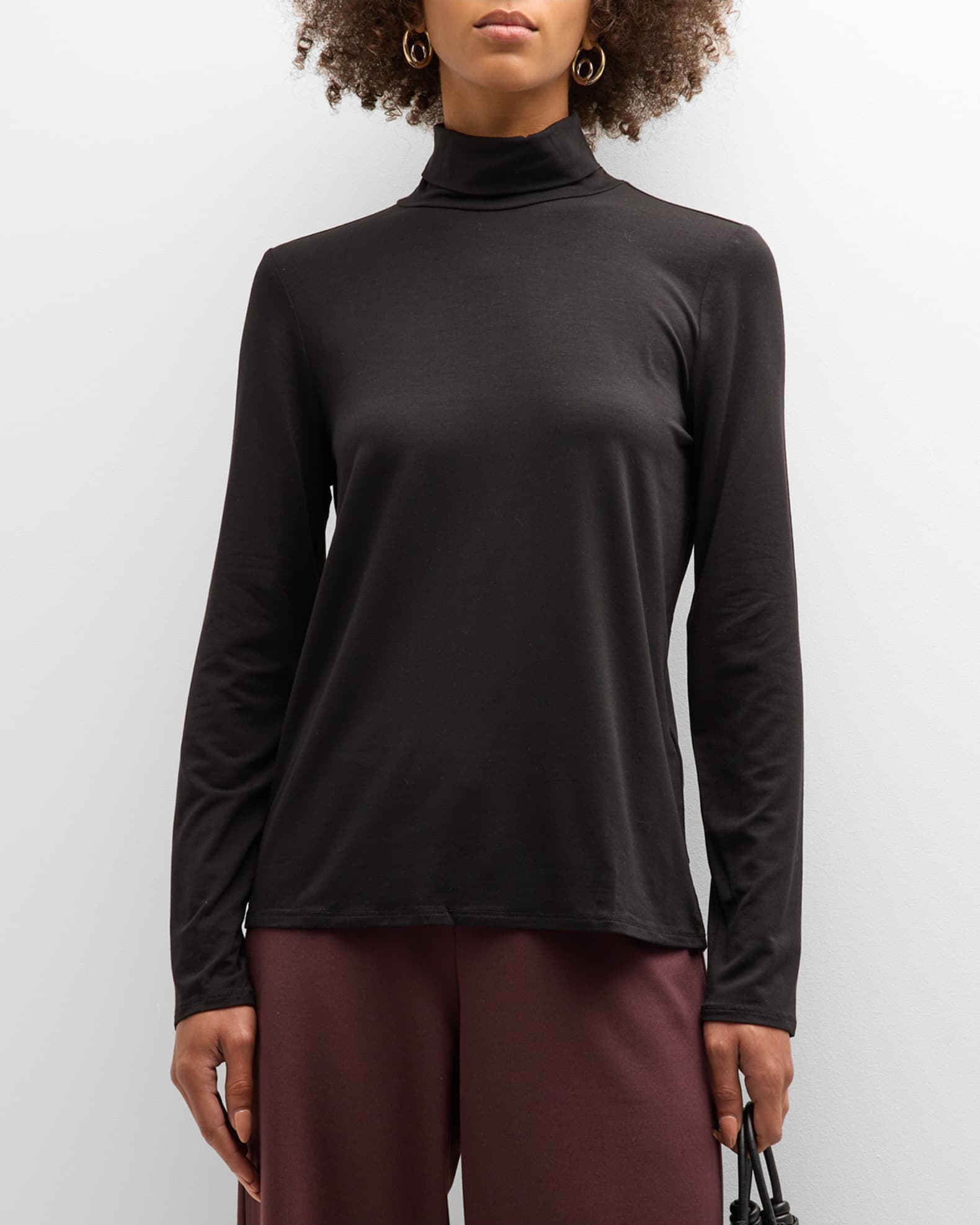 Eileen Fisher Turtleneck Matte Silk Top Neiman Marcus