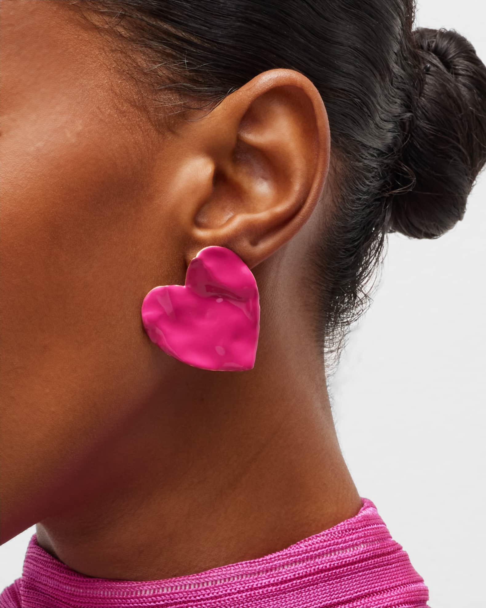 Large Enameled Heart Earrings 1