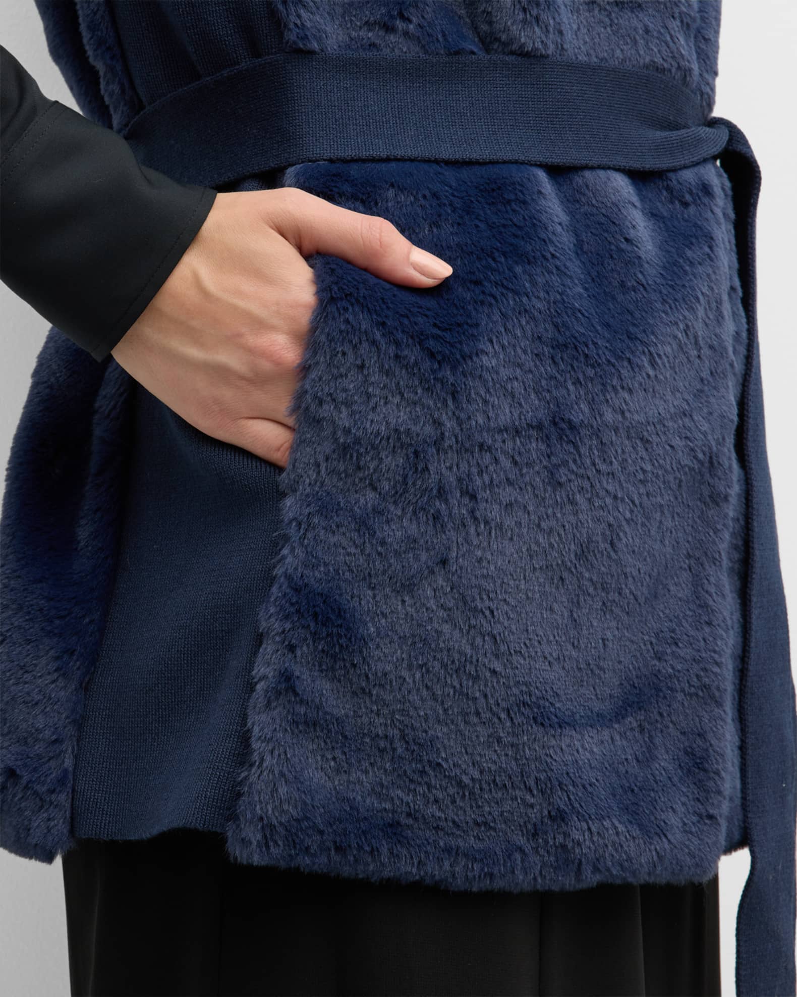 Kobi Halperin Lior Sleeveless Belted Faux Fur Sweater Neiman Marcus