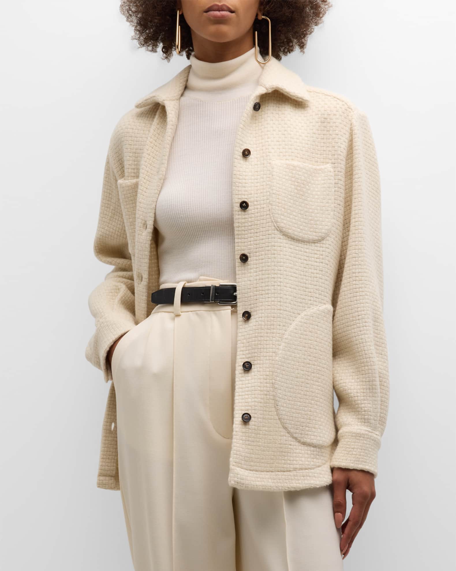 Kiton Woven Cashmere Knit Overshirt Coat | Neiman Marcus