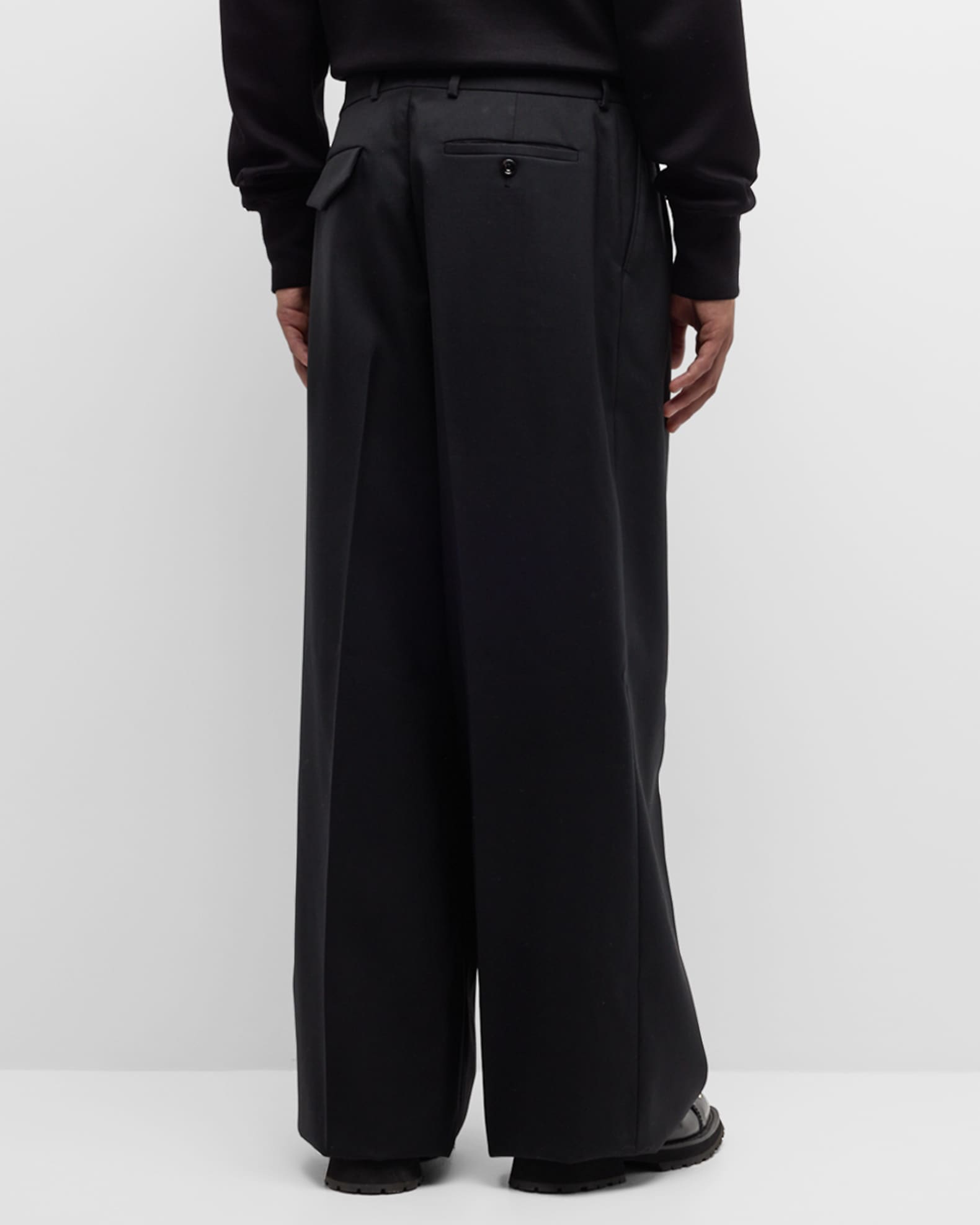 LOUIS VUITTON Dress Pants Black Wool Mens Trousers Size 50 IT