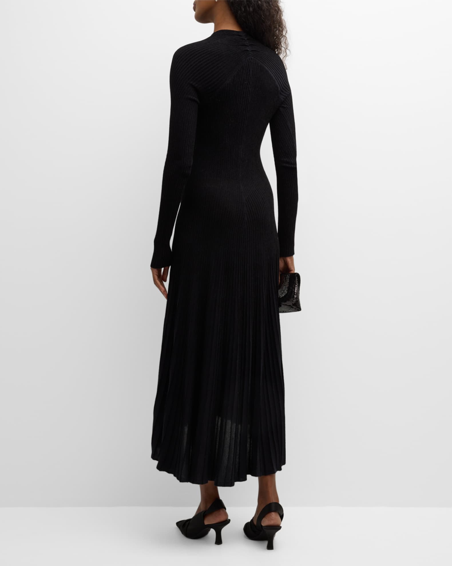 Emporio Armani High-Low Ribbed Knit Midi Dress | Neiman Marcus