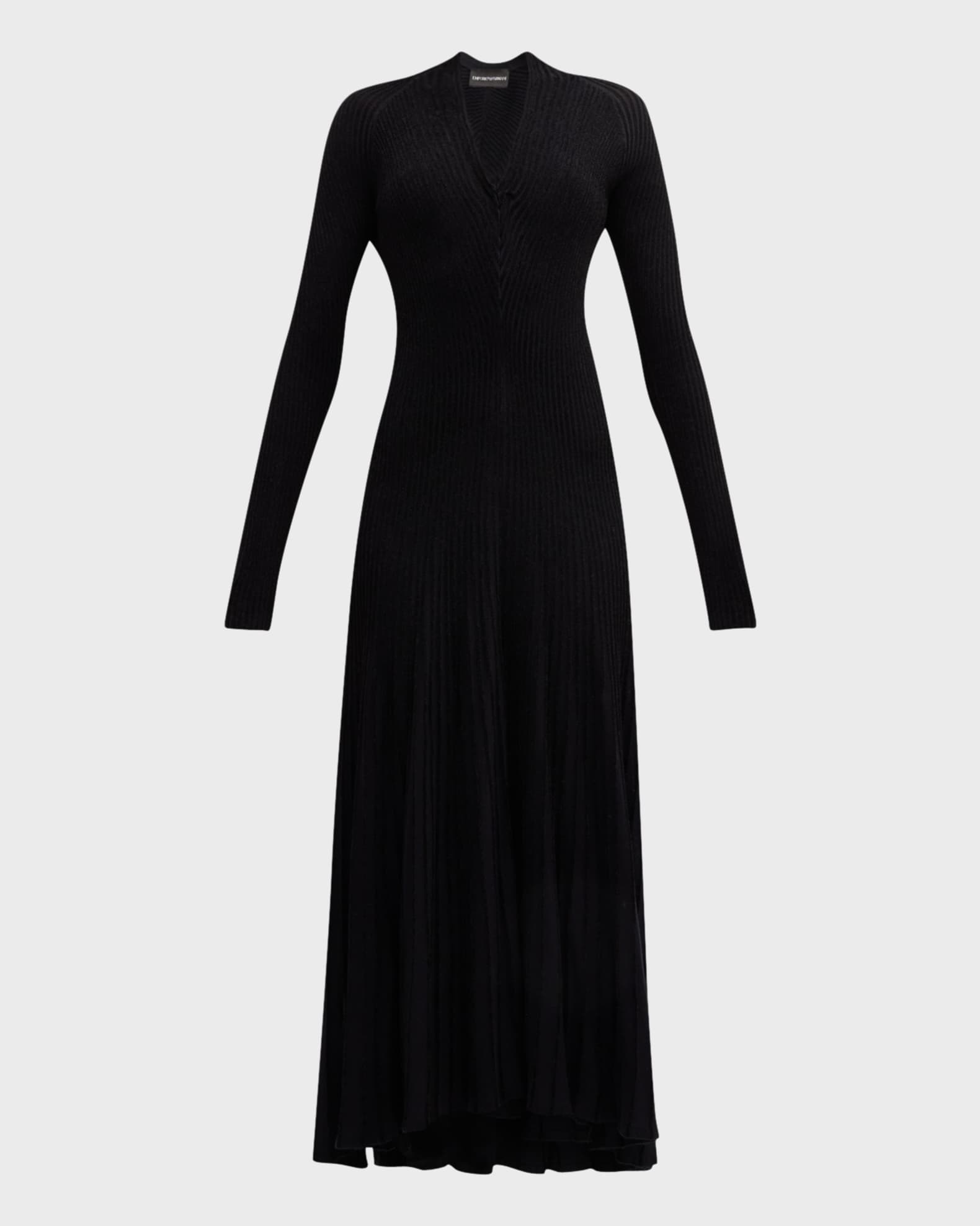 High-Low Ribbed Knit Midi Dress 0