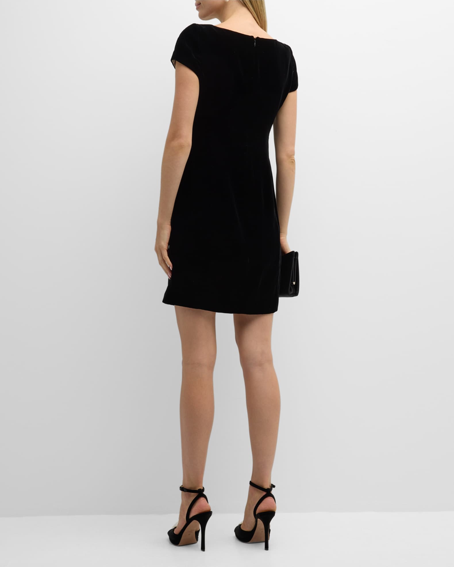 Emporio Armani Scoop-Neck Stretch Velvet Mini Dress | Neiman Marcus