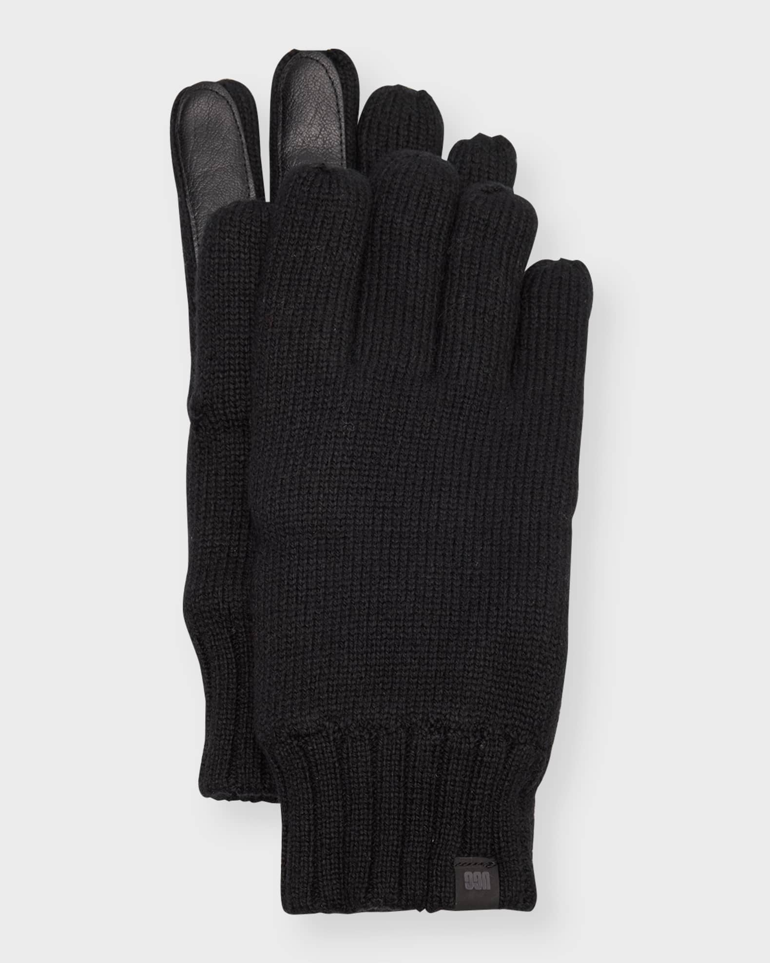 UGG Men's Knit Gloves with Leather Palm Patch