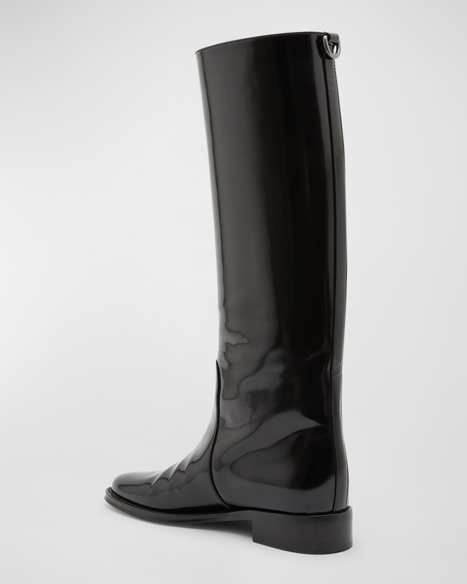 Saint Laurent Hunt Knee-Length Patent Leather Boots | Neiman Marcus