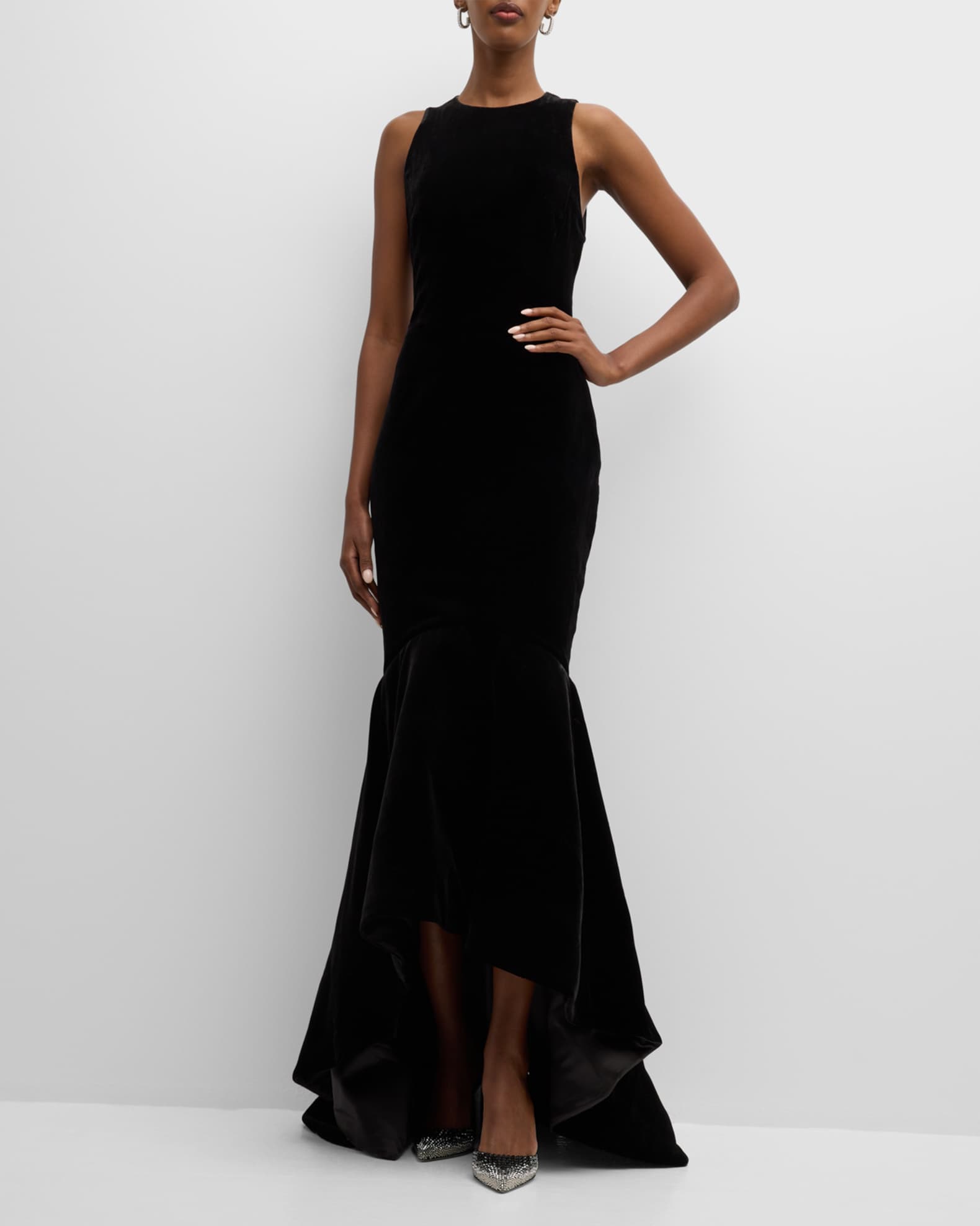 15774 Plum Ruffle Low Mermaid Dress