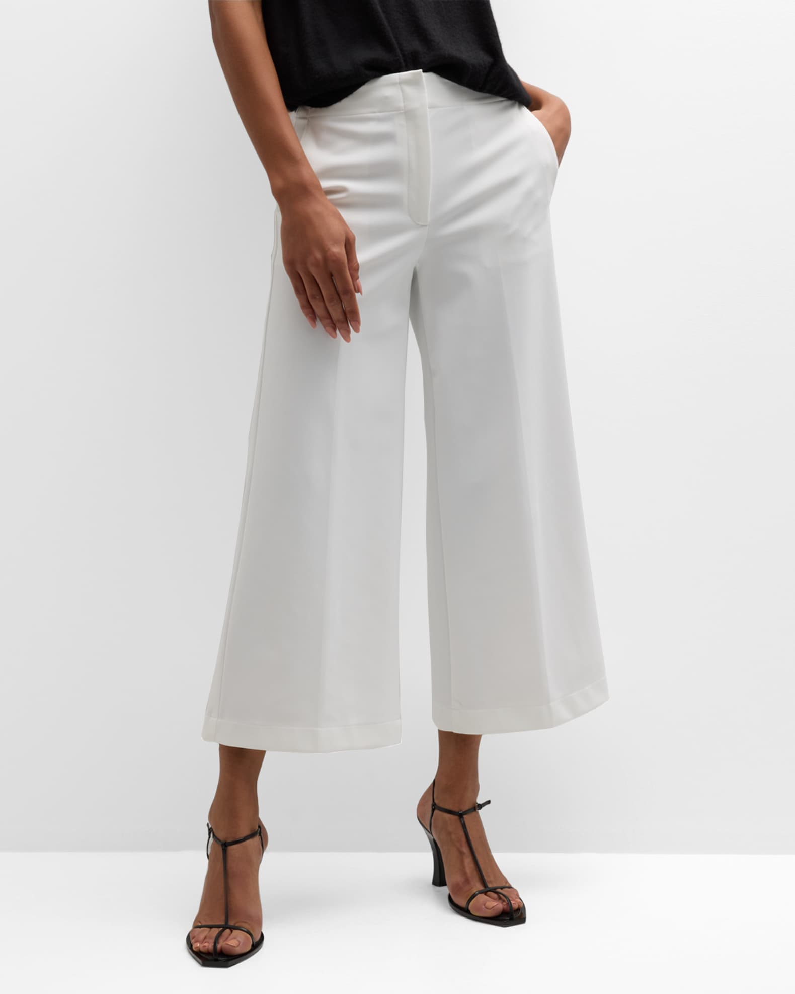 Ponte Cropped Wide Leg