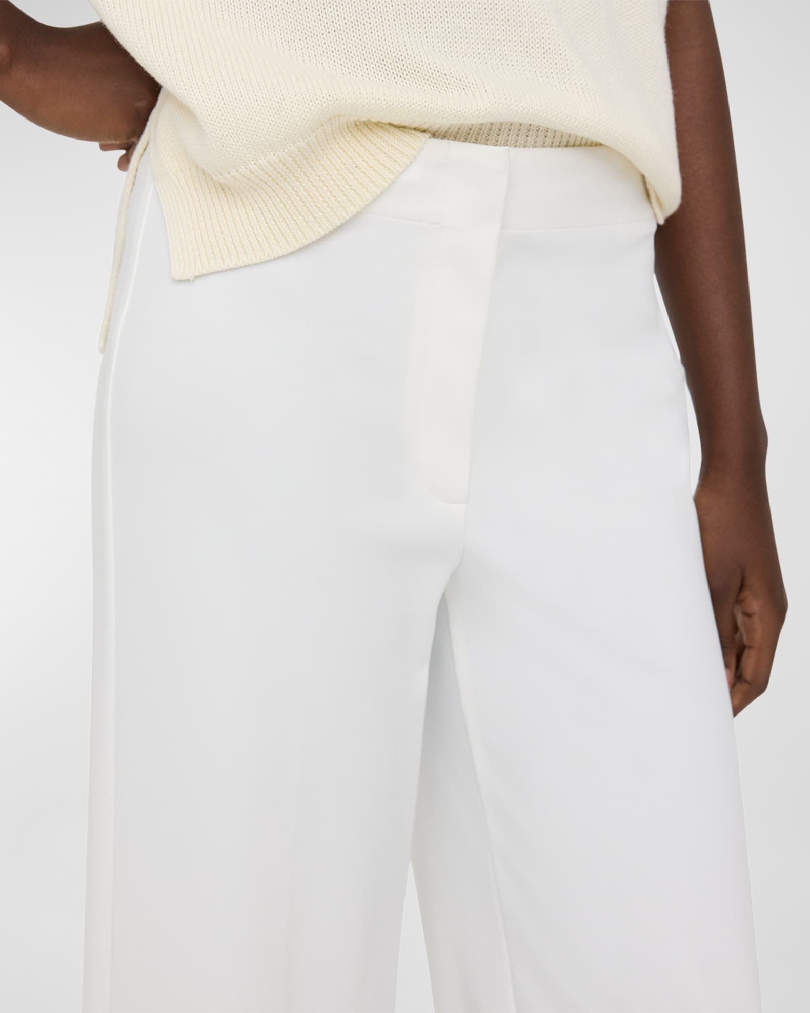 Theory Terena Precision Ponte Cropped Wide-Leg Pant | Neiman Marcus