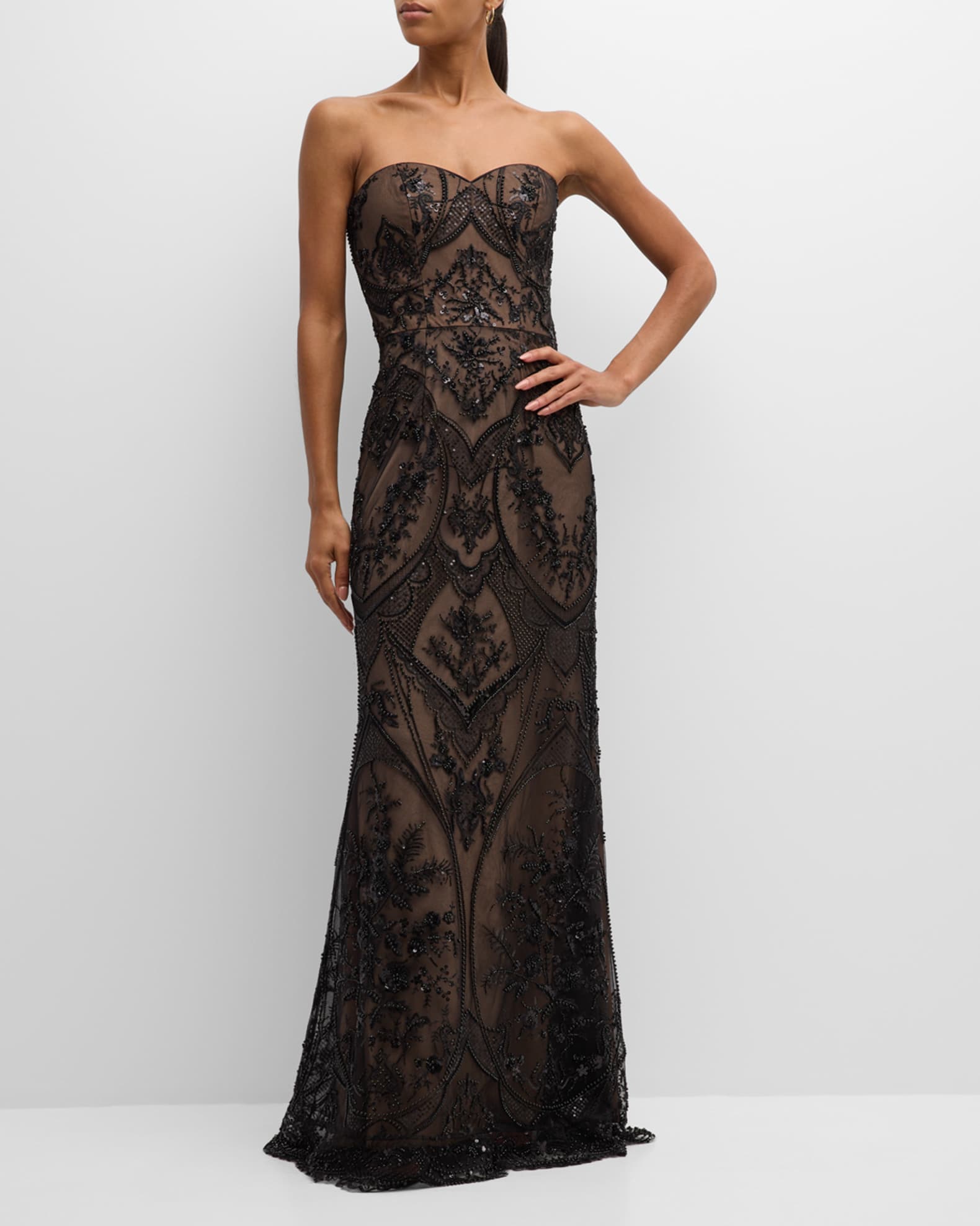 Olivia white sequin 2025 strapless maxi dress bariano