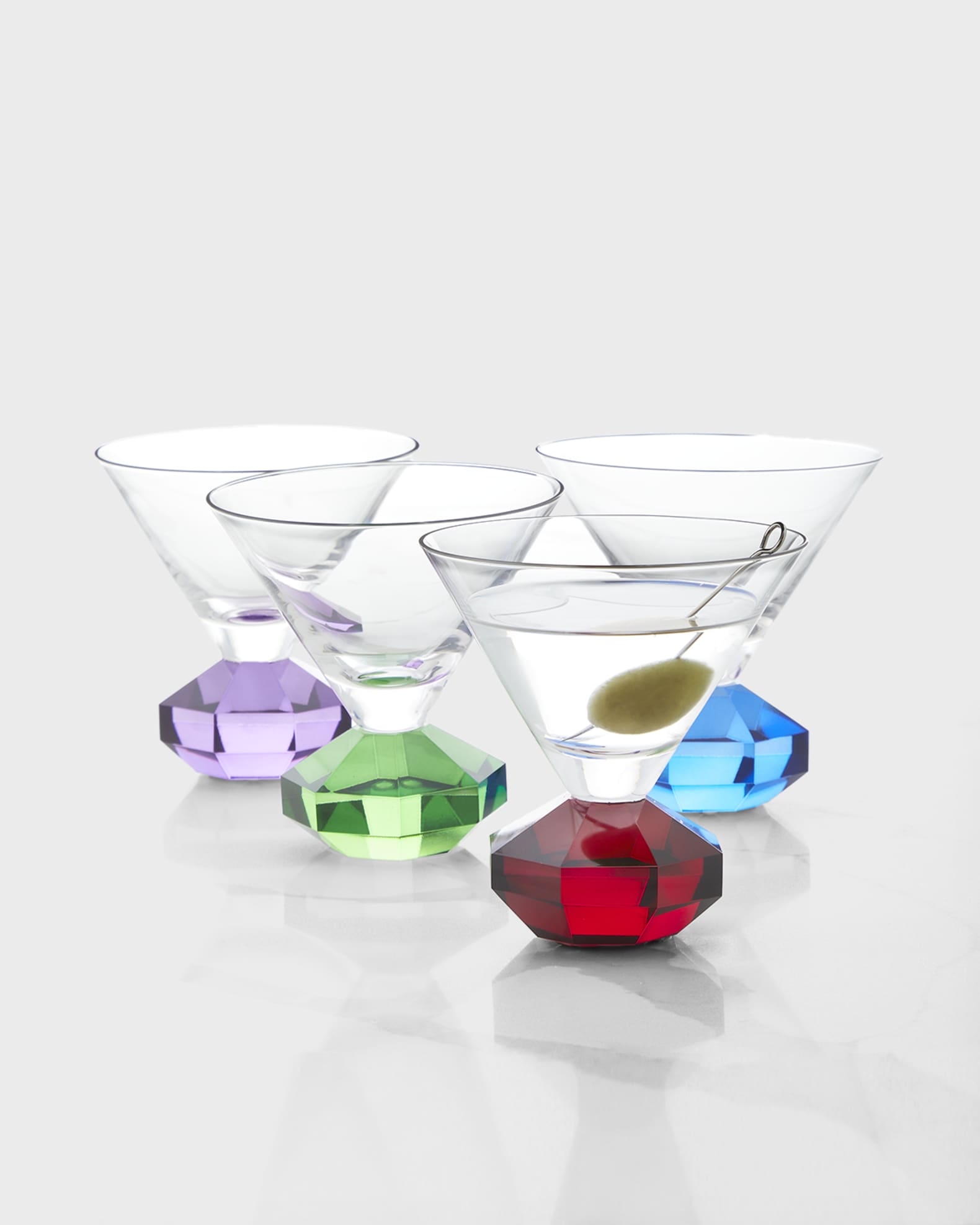 Gem Stone Martini Glasses, Set of 4