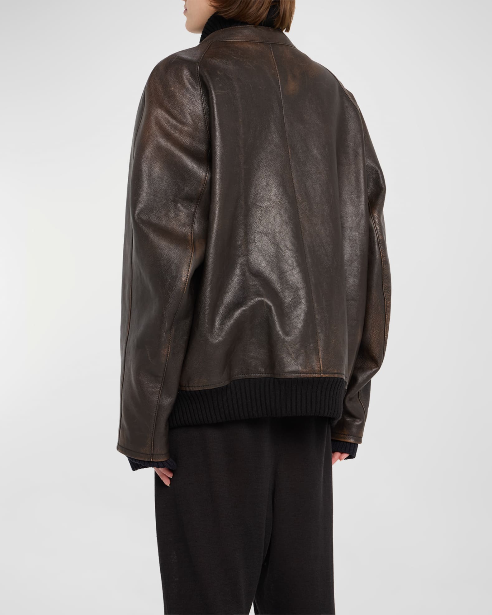 Louis Vuitton black Embellished Leather Bomber Jacket