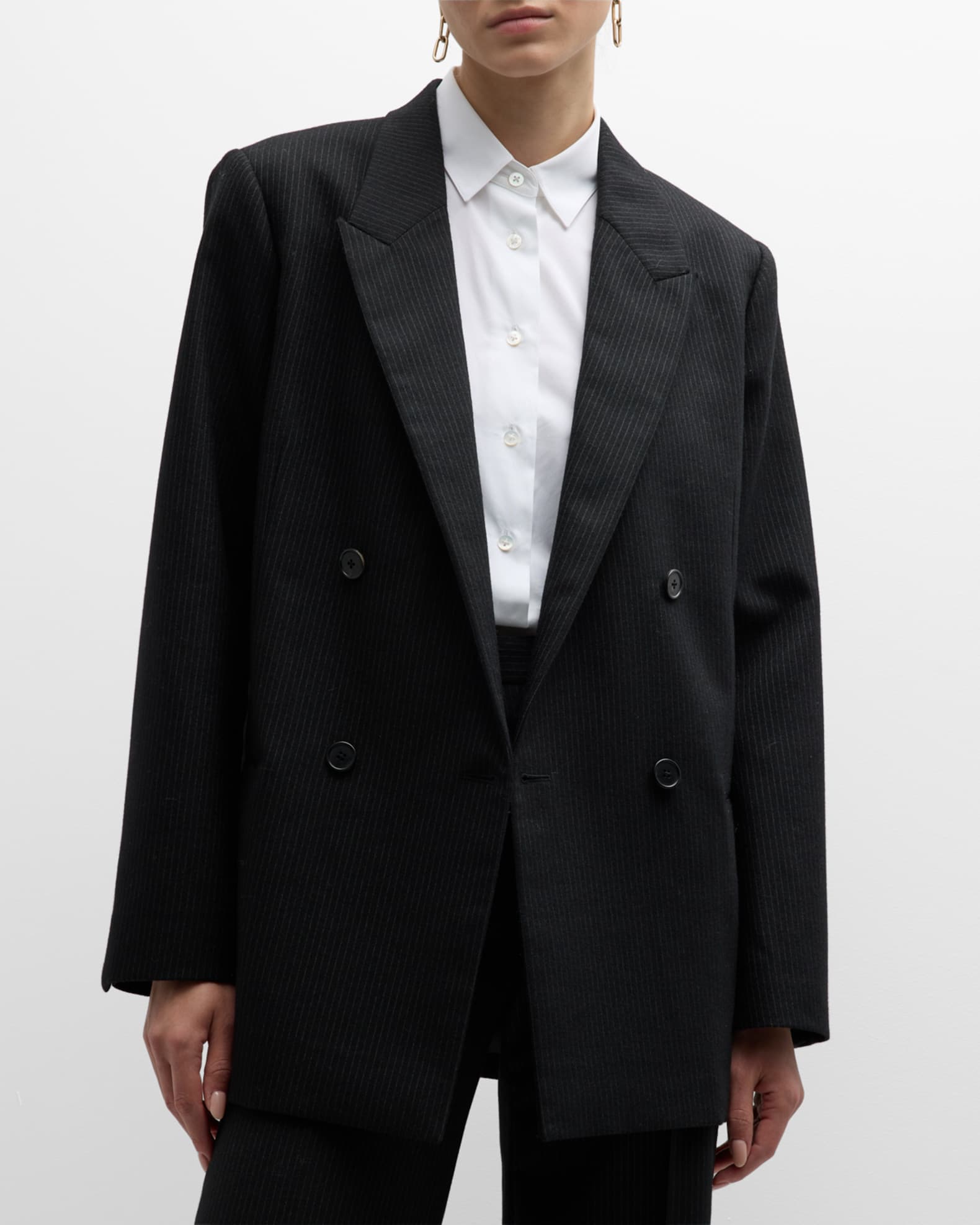 THE ROW Wilsonia Pinstripe Wool Blazer Jacket