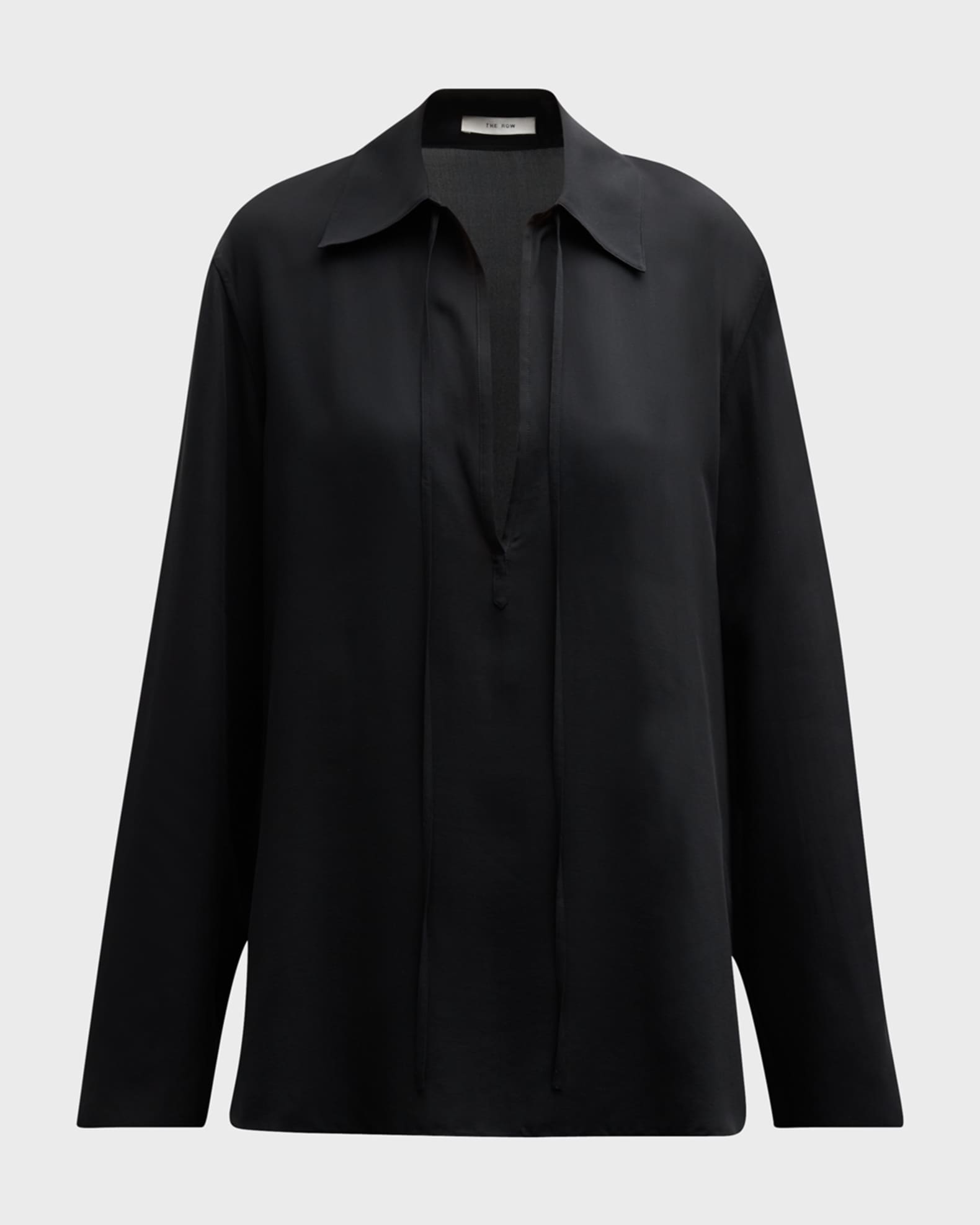 THE ROW Malon LongSleeve Silk Collared Shirt Neiman Marcus