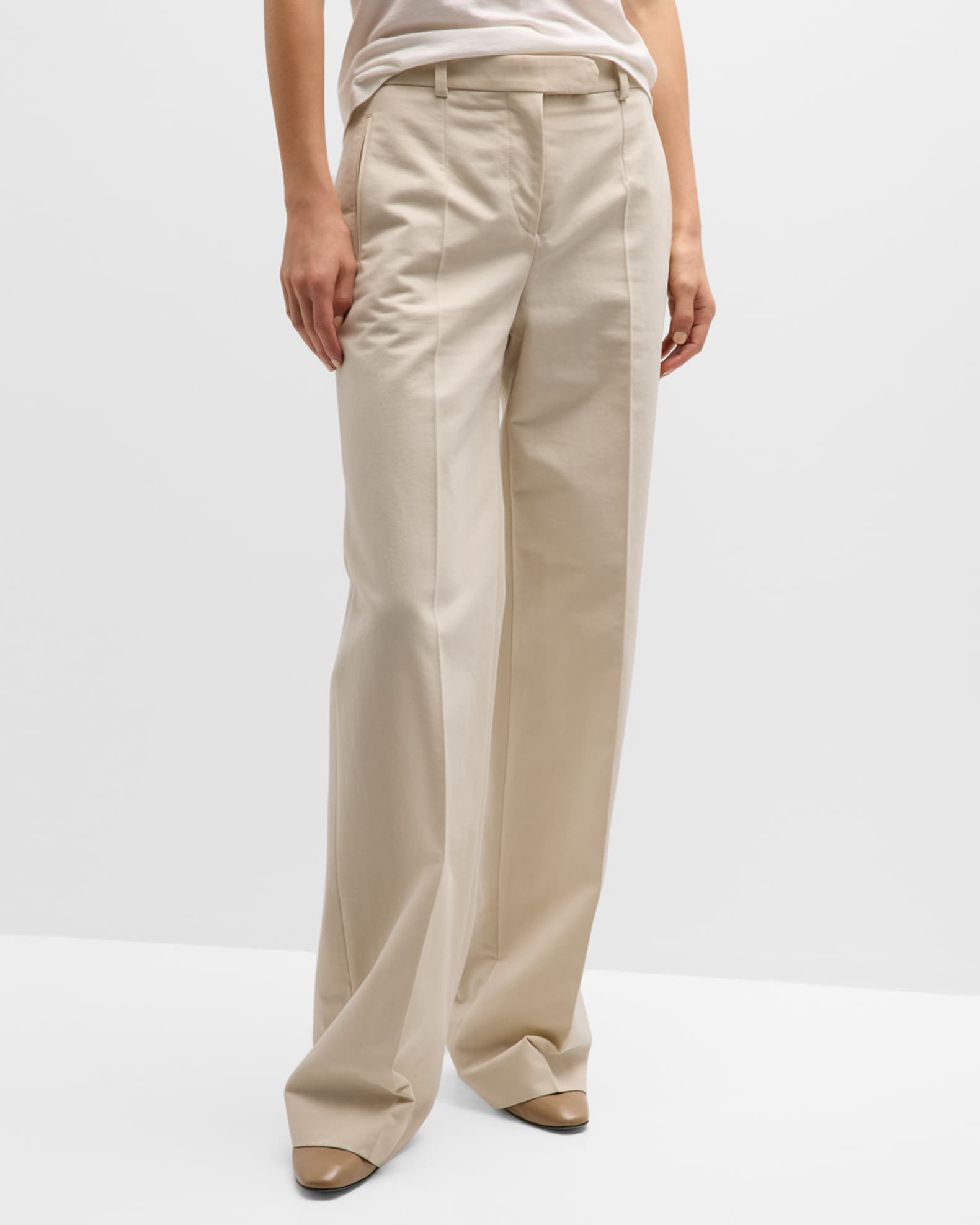 THE ROW Banew Pleated Wide-Leg Wool Trousers