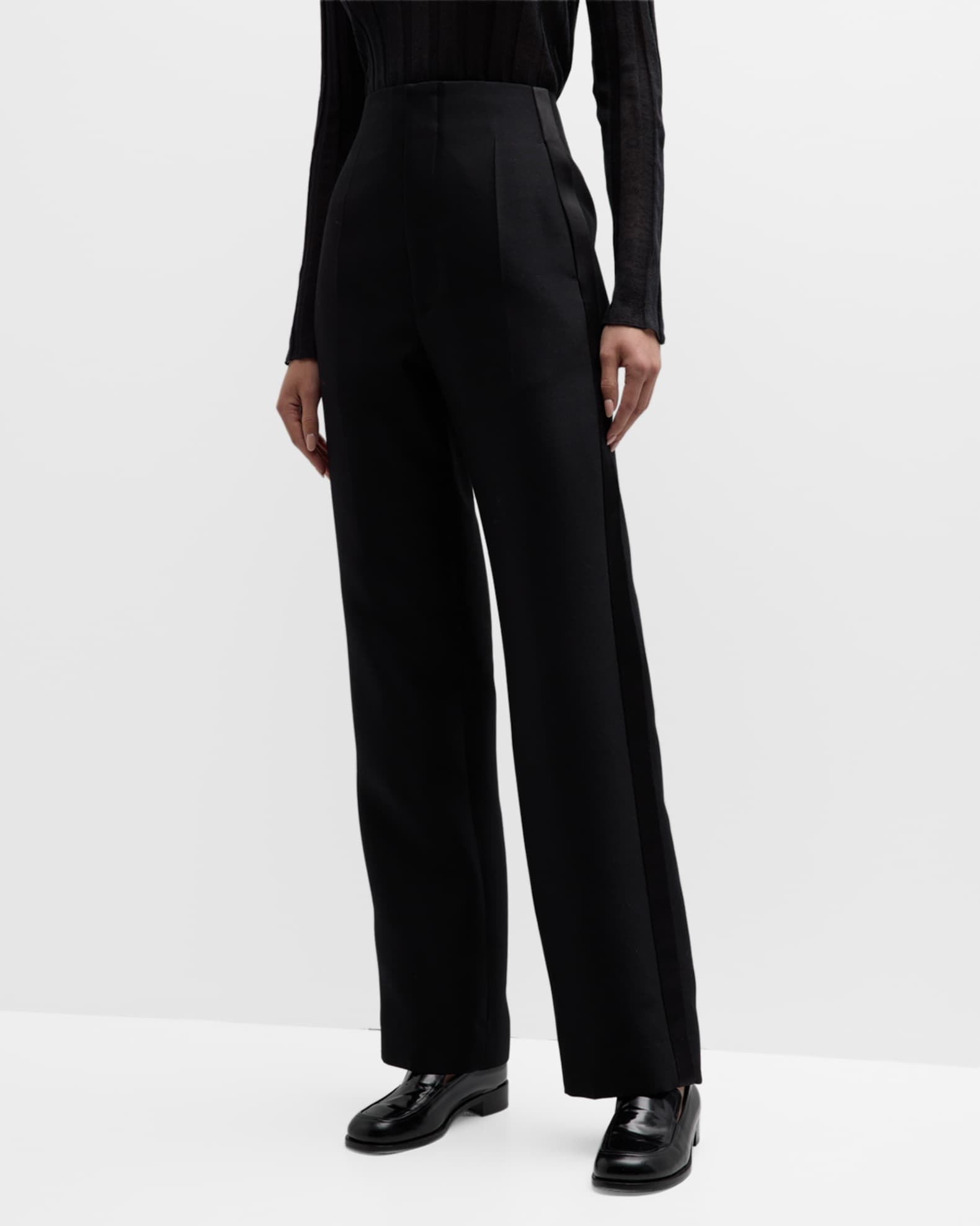 THE ROW Hector Side-Stripe Straight-Leg Tuxedo Pants